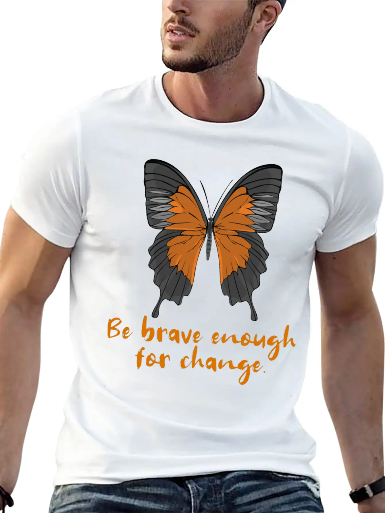 Be Brave Enough For Change. Lightweight Cotton T-Shirt – Daily Comfort Graphic Shirt