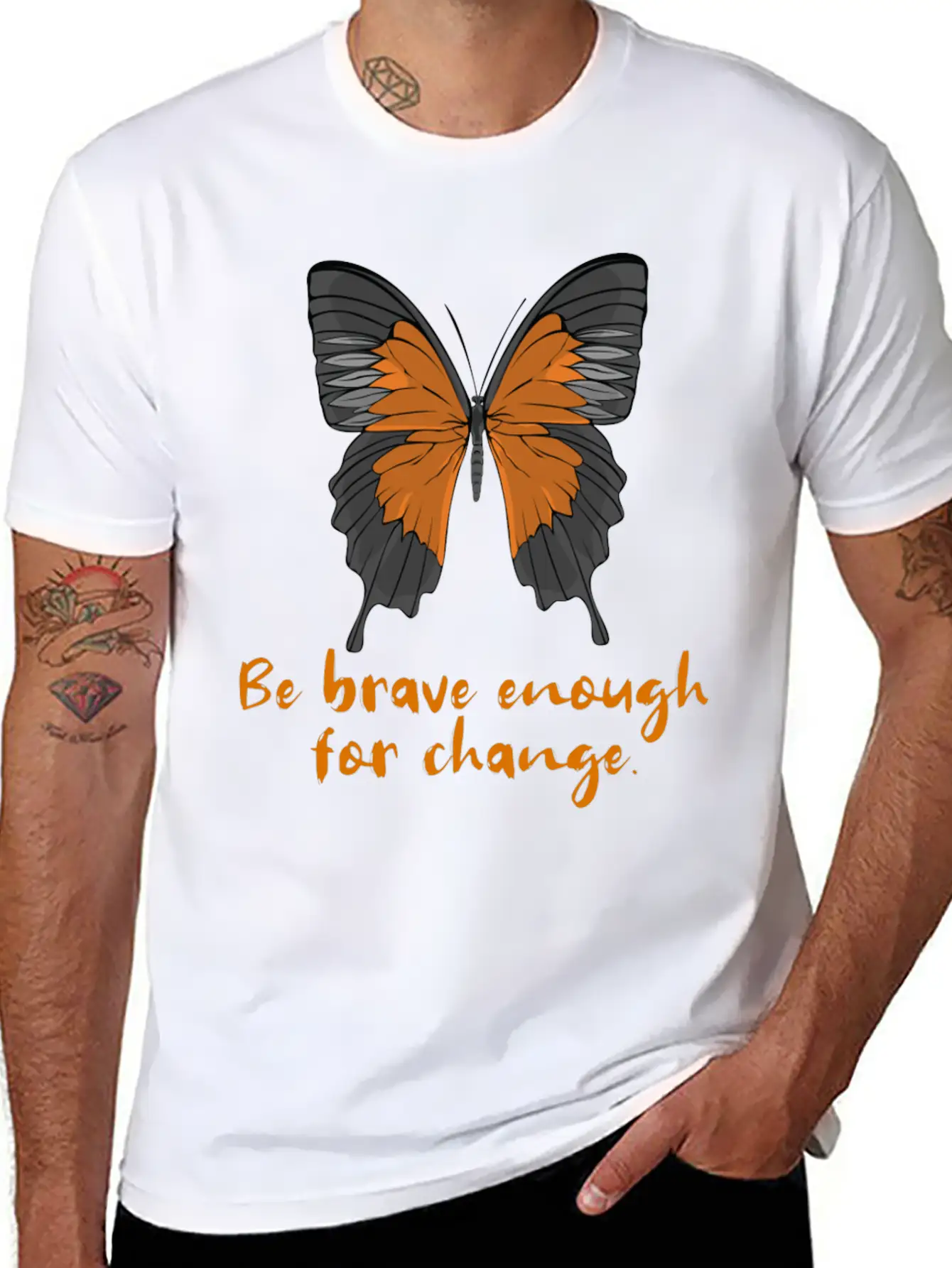Be Brave Enough For Change. Lightweight Cotton T-Shirt – Daily Comfort Graphic Shirt