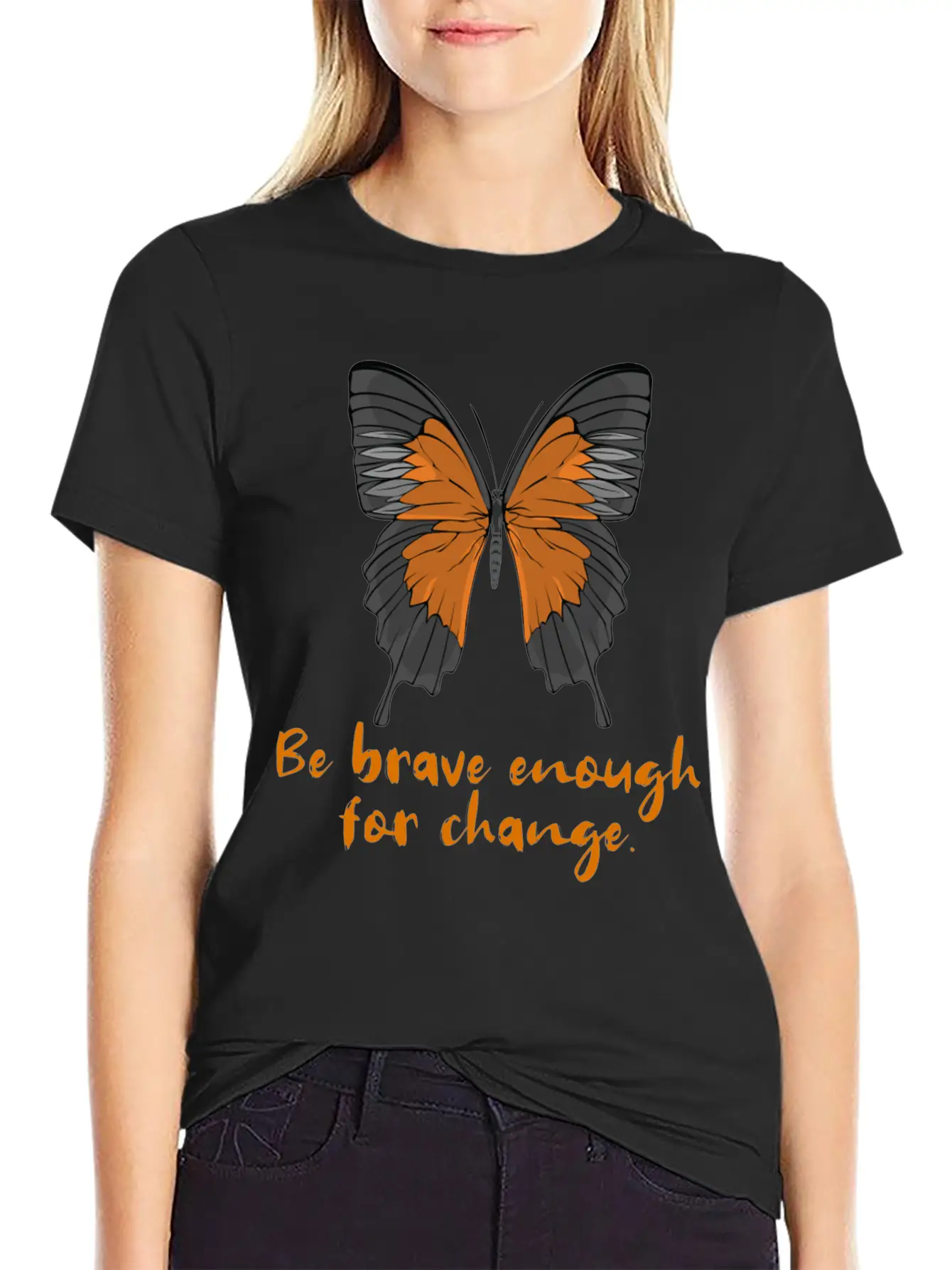 Be Brave Enough For Change. Lightweight Cotton T-Shirt – Daily Comfort Graphic Shirt