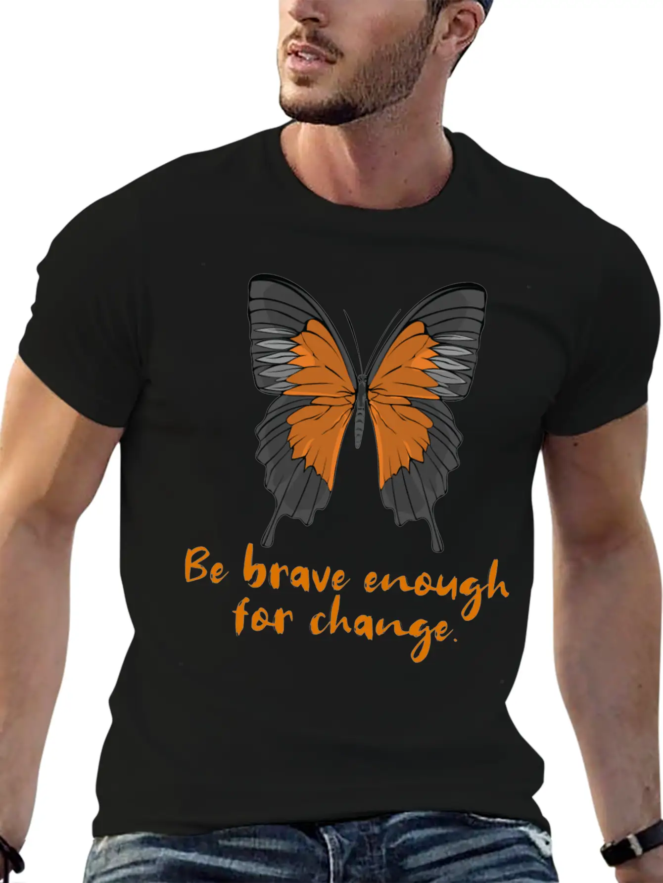 Be Brave Enough For Change. Lightweight Cotton T-Shirt – Daily Comfort Graphic Shirt