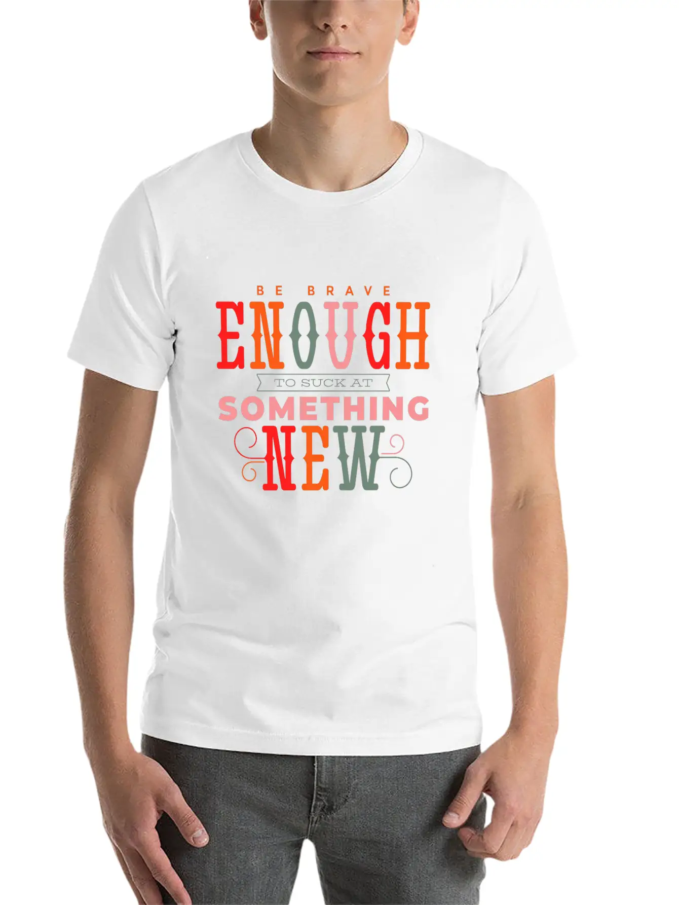 Be Brave Quote Lettering Unique Design Typography Relaxed Everyday Tee – Lightweight And Durable Cotton