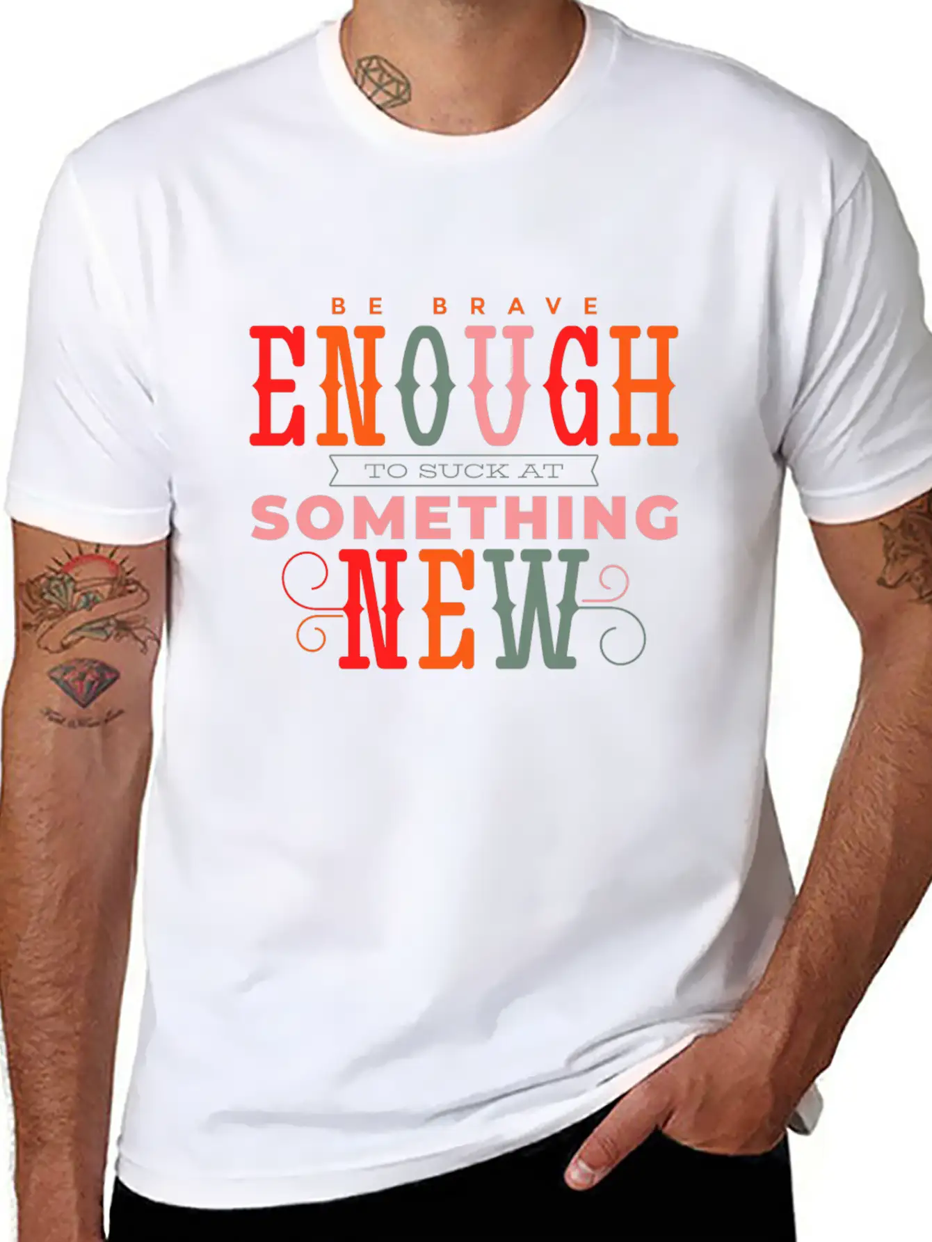 Be Brave Quote Lettering Unique Design Typography Relaxed Everyday Tee – Lightweight And Durable Cotton
