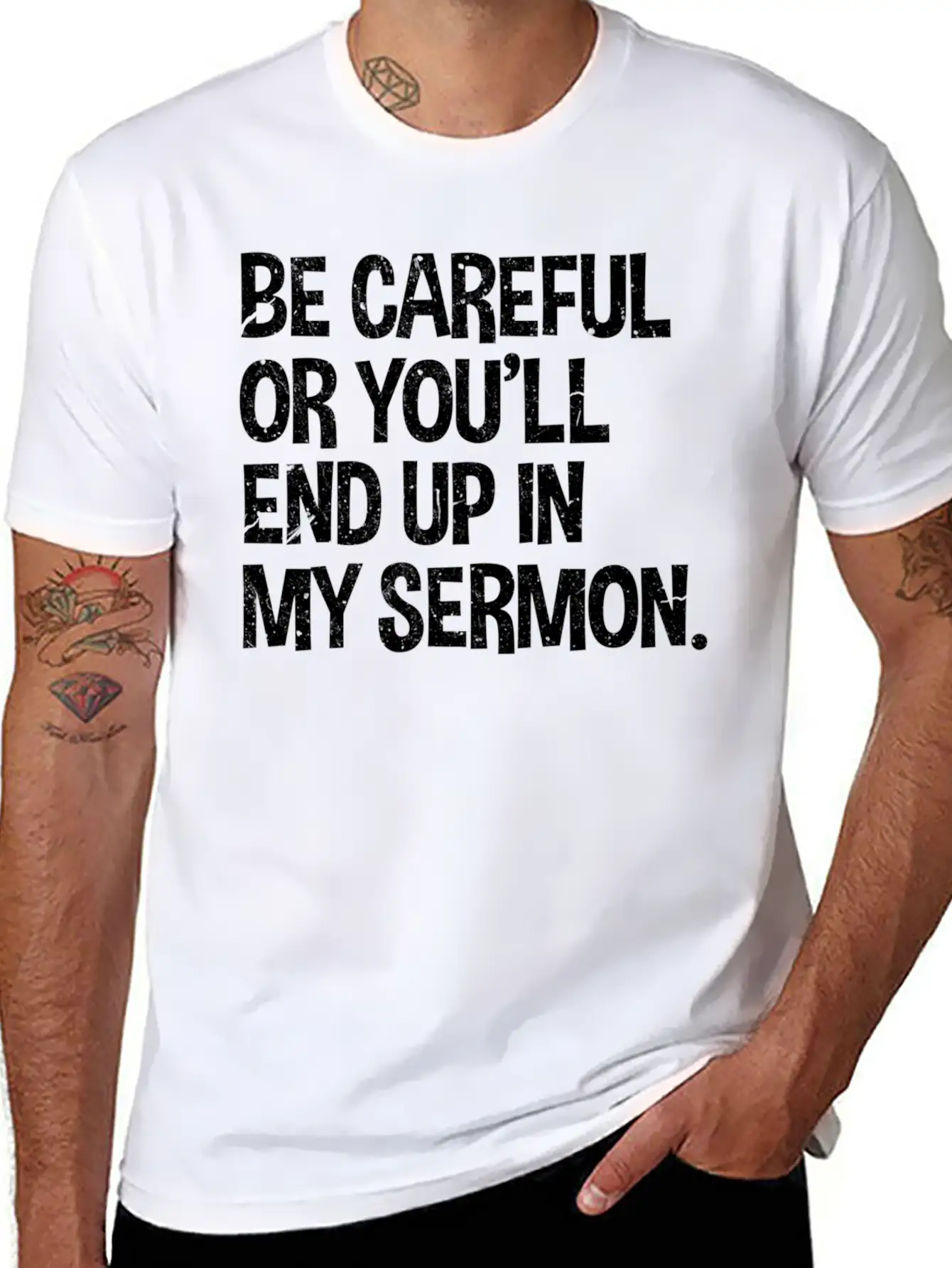 Be Careful Or You'Ll End Up In My Sermon Pastor Classic Fit Graphic Tee For Daily Comfort – Unisex Cotton Shirt