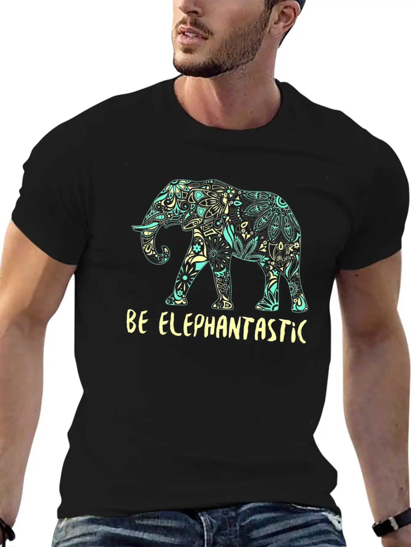 Be Elephantastic Boho Elephant Art Unisex Casual T-Shirt – Clean Design For Daily Comfort