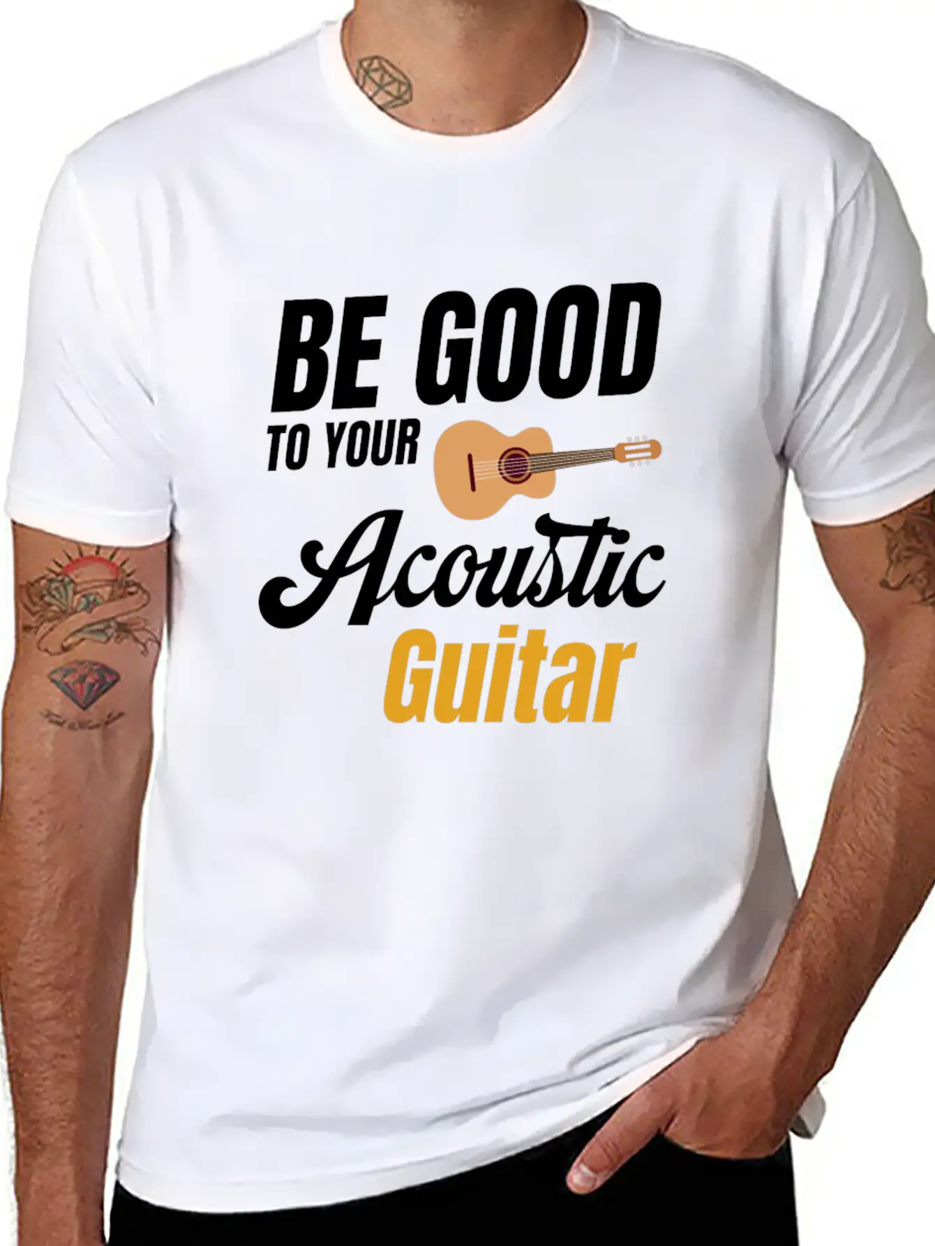 Be Good To Your Wood Acoustic Guitar Lover Band Soft Cotton Short Sleeve Tee – Unisex Wardrobe Staple