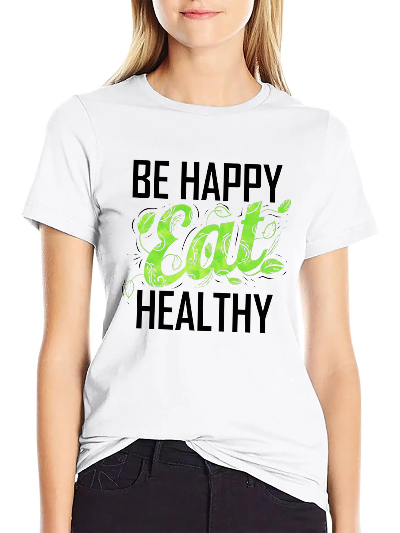 Be Happy And Eat Healthy As A Vegetarian And Vegan Stylish Everyday T-Shirt – Unisex Basic Cotton Tee