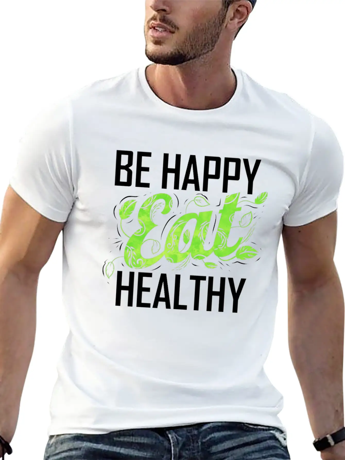 Be Happy And Eat Healthy As A Vegetarian And Vegan Stylish Everyday T-Shirt – Unisex Basic Cotton Tee