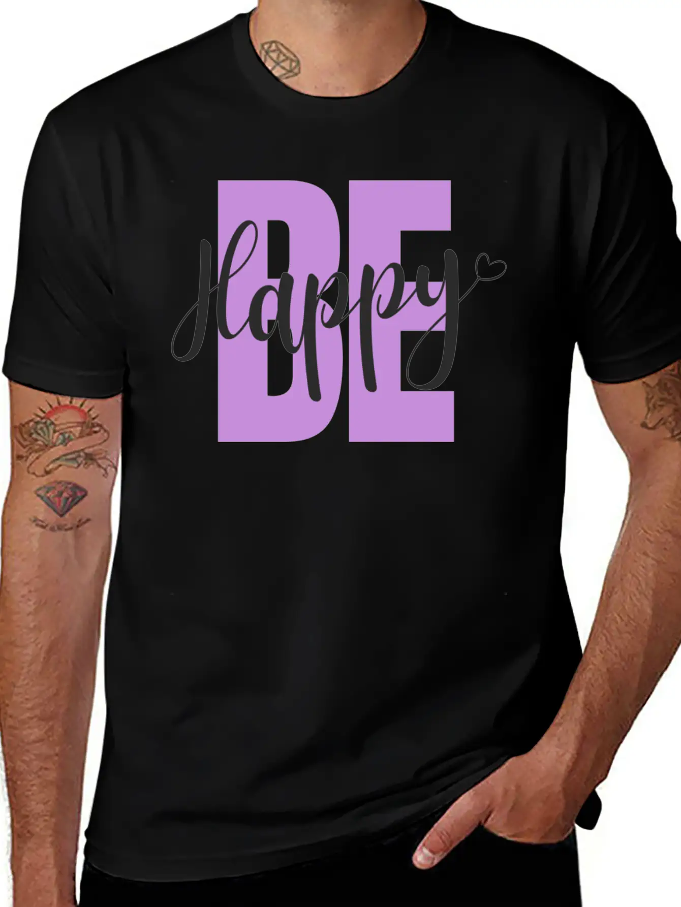 BE Happy Basic Graphic T-Shirt – Daily Comfort In Soft Cotton