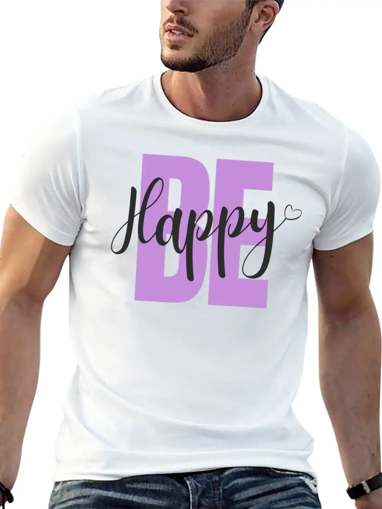BE Happy Basic Graphic T-Shirt – Daily Comfort In Soft Cotton