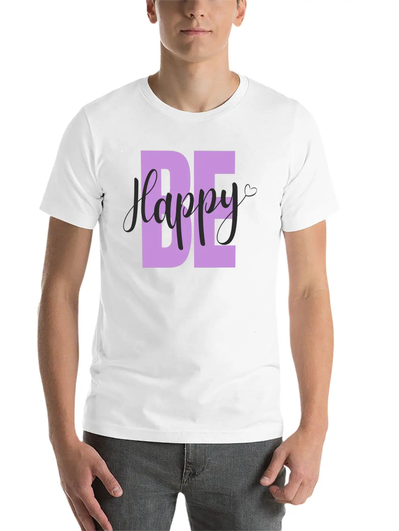 BE Happy Basic Graphic T-Shirt – Daily Comfort In Soft Cotton