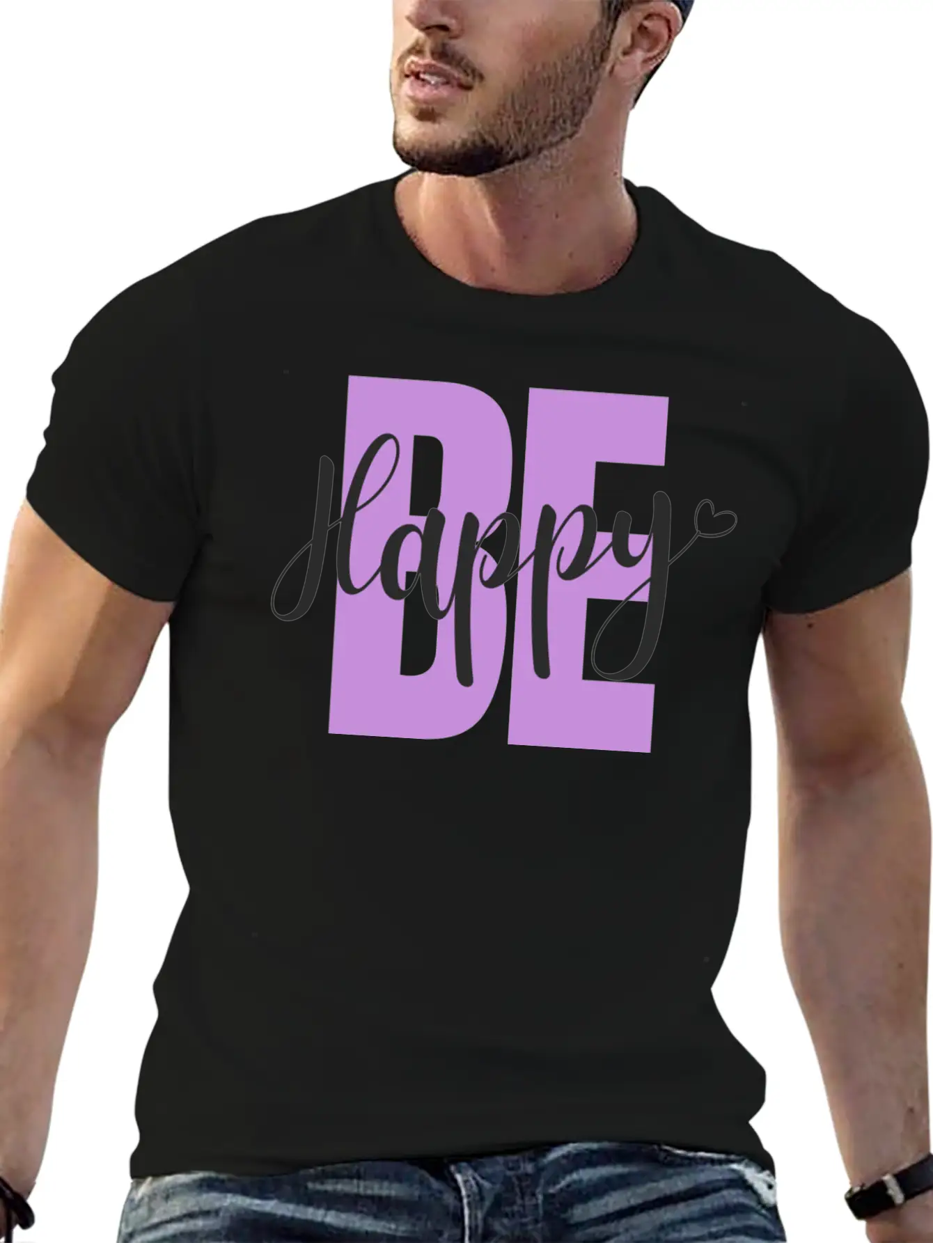 BE Happy Basic Graphic T-Shirt – Daily Comfort In Soft Cotton