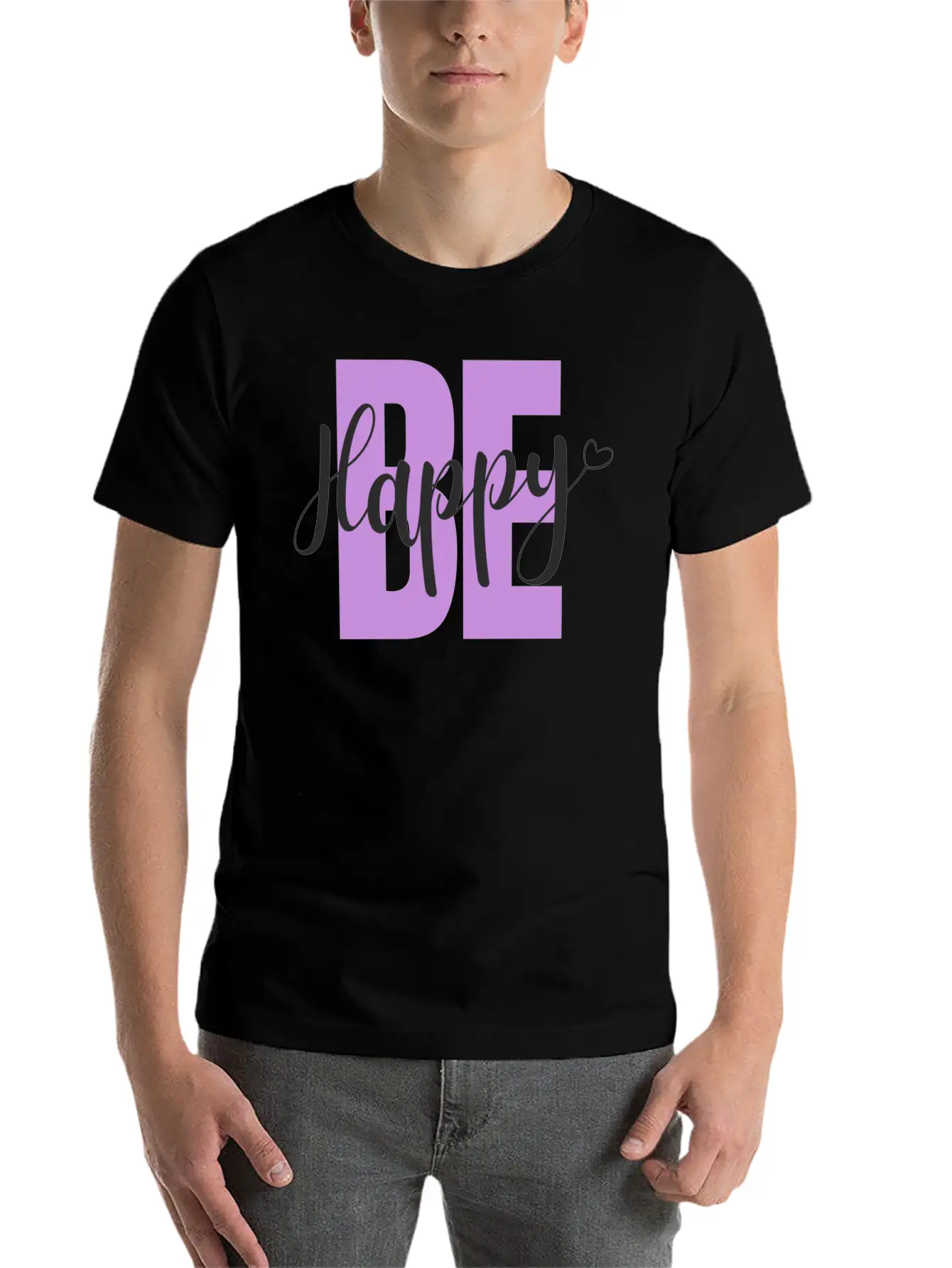 BE Happy Basic Graphic T-Shirt – Daily Comfort In Soft Cotton