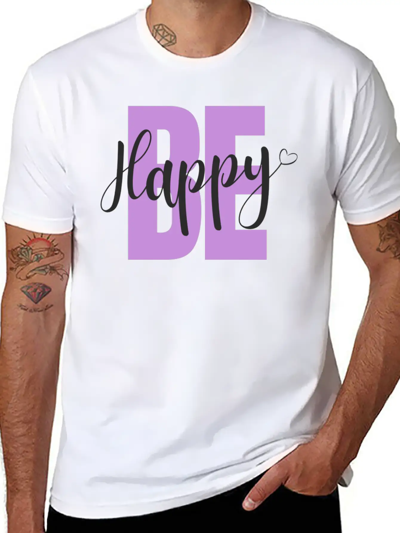 BE Happy Basic Graphic T-Shirt – Daily Comfort In Soft Cotton