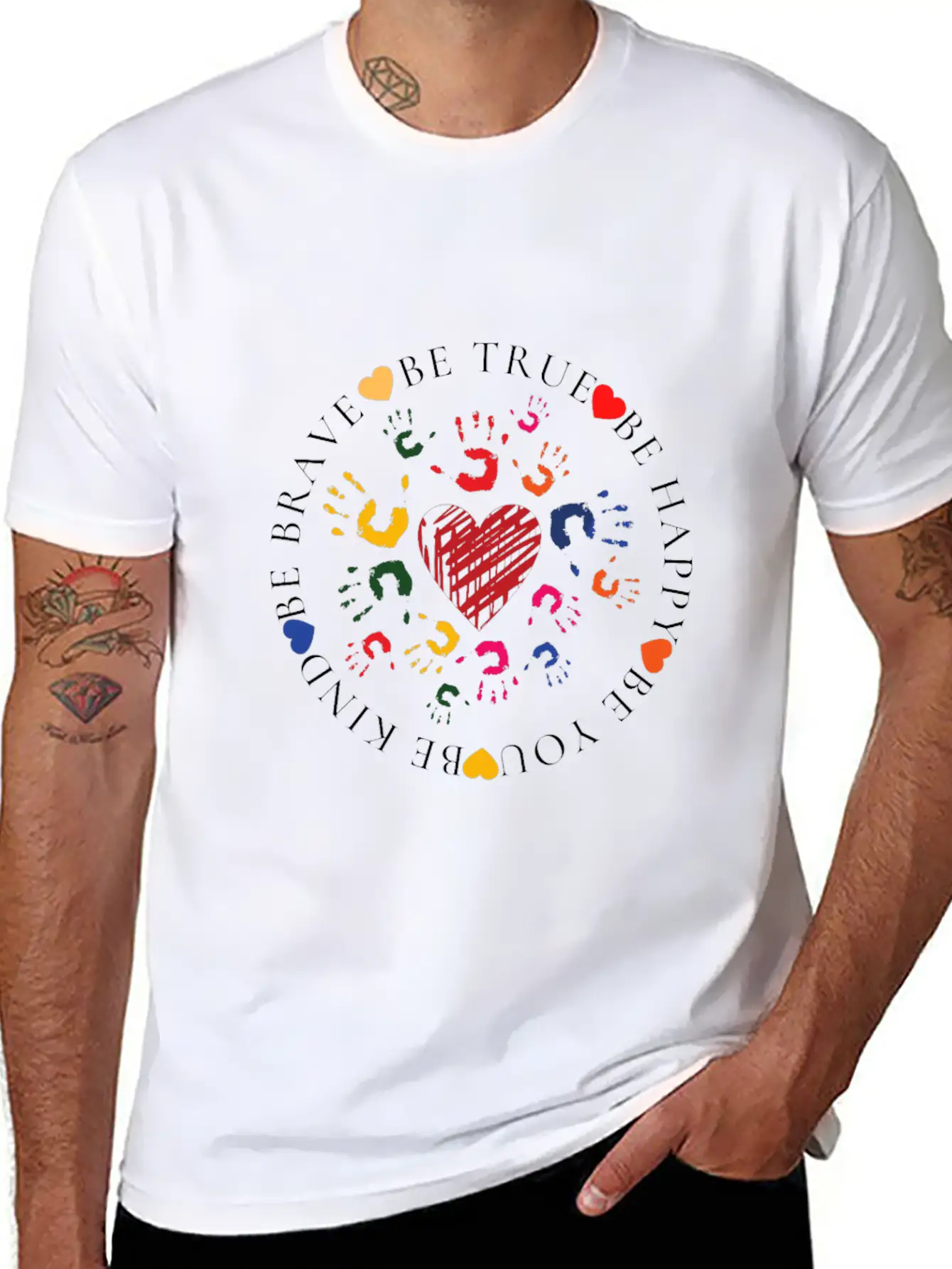 Be Kind Be Brave Be True Be Happy Be You Modern Fit Casual T-Shirt ��� Clean And Versatile Design