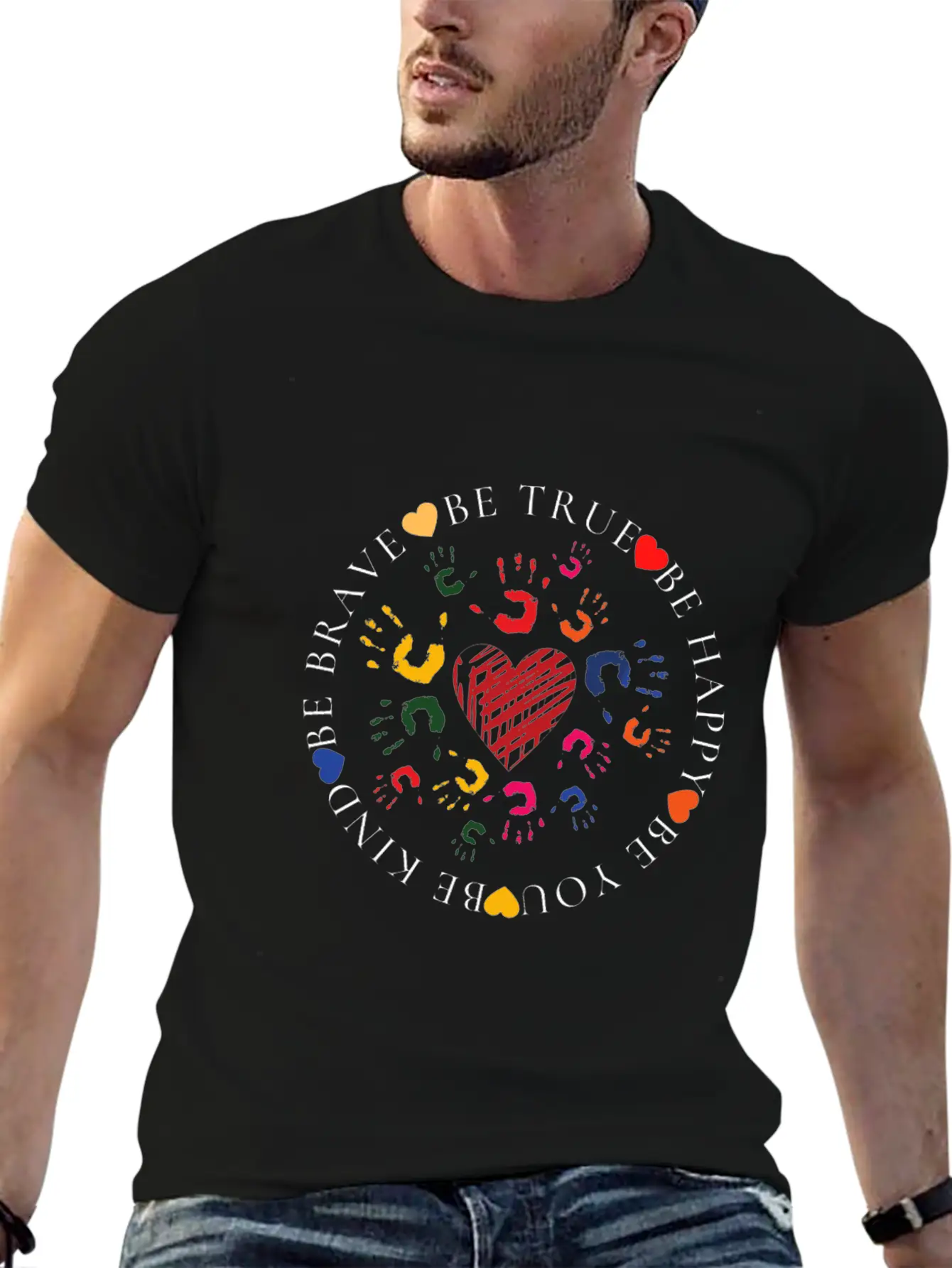 Be Kind Be Brave Be True Be Happy Be You Modern Fit Casual T-Shirt ��� Clean And Versatile Design
