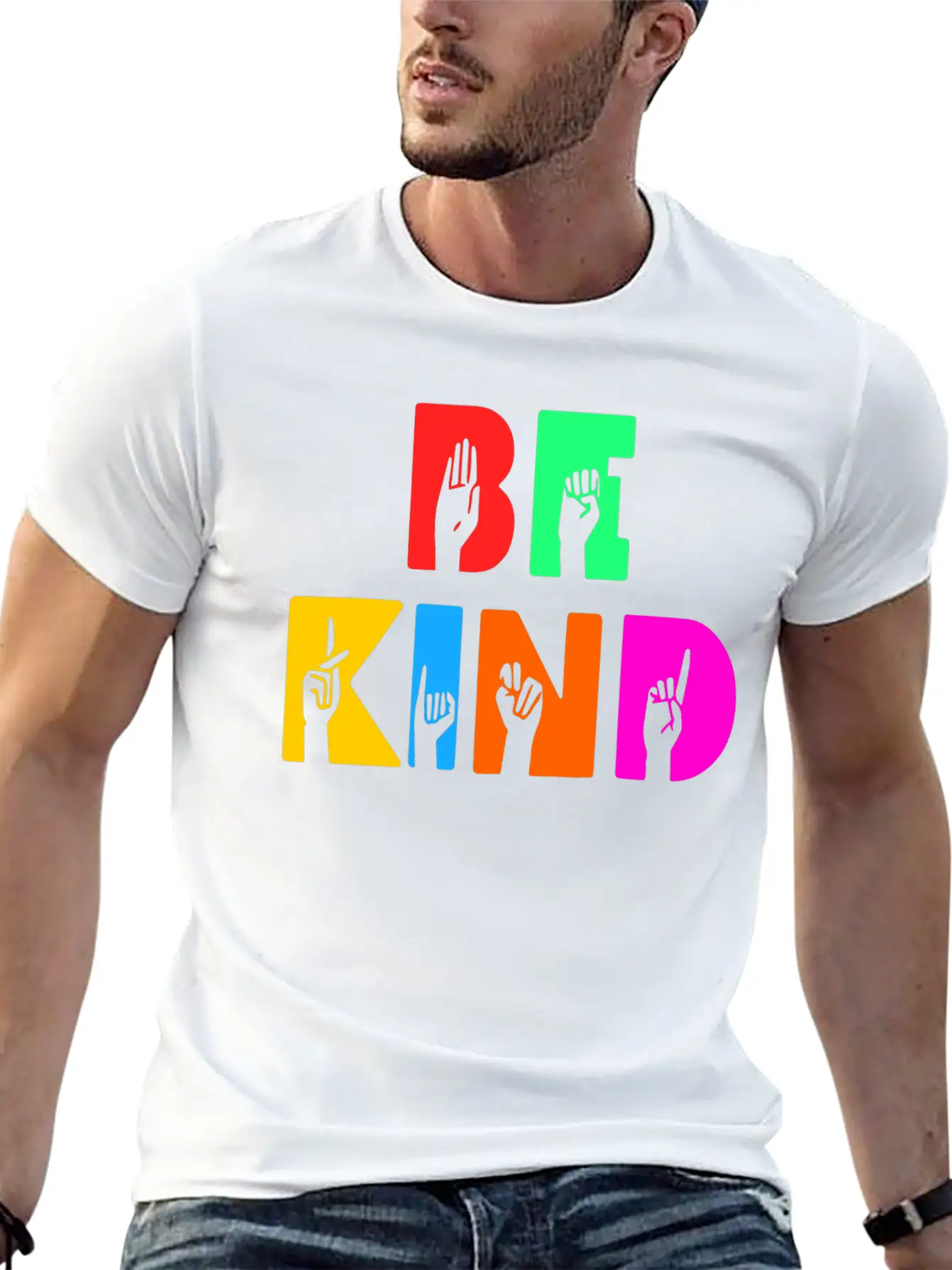 Be Kind -Colour Hand Modern Fit Casual T-Shirt – Clean And Versatile Design
