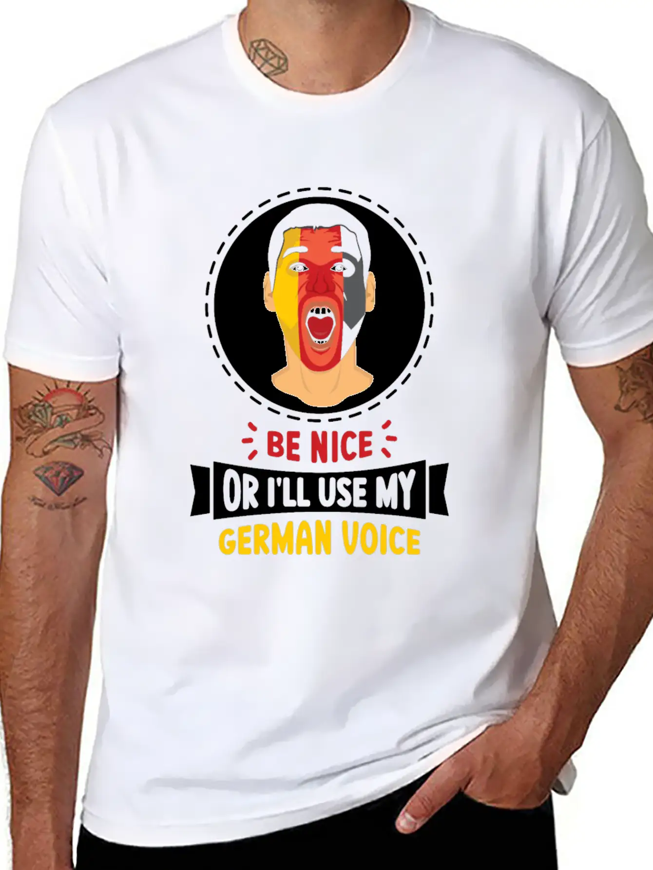 Be Nice Or I'll Use My German Voice Scream Teacher Relaxed Everyday Tee – Lightweight And Durable Cotton