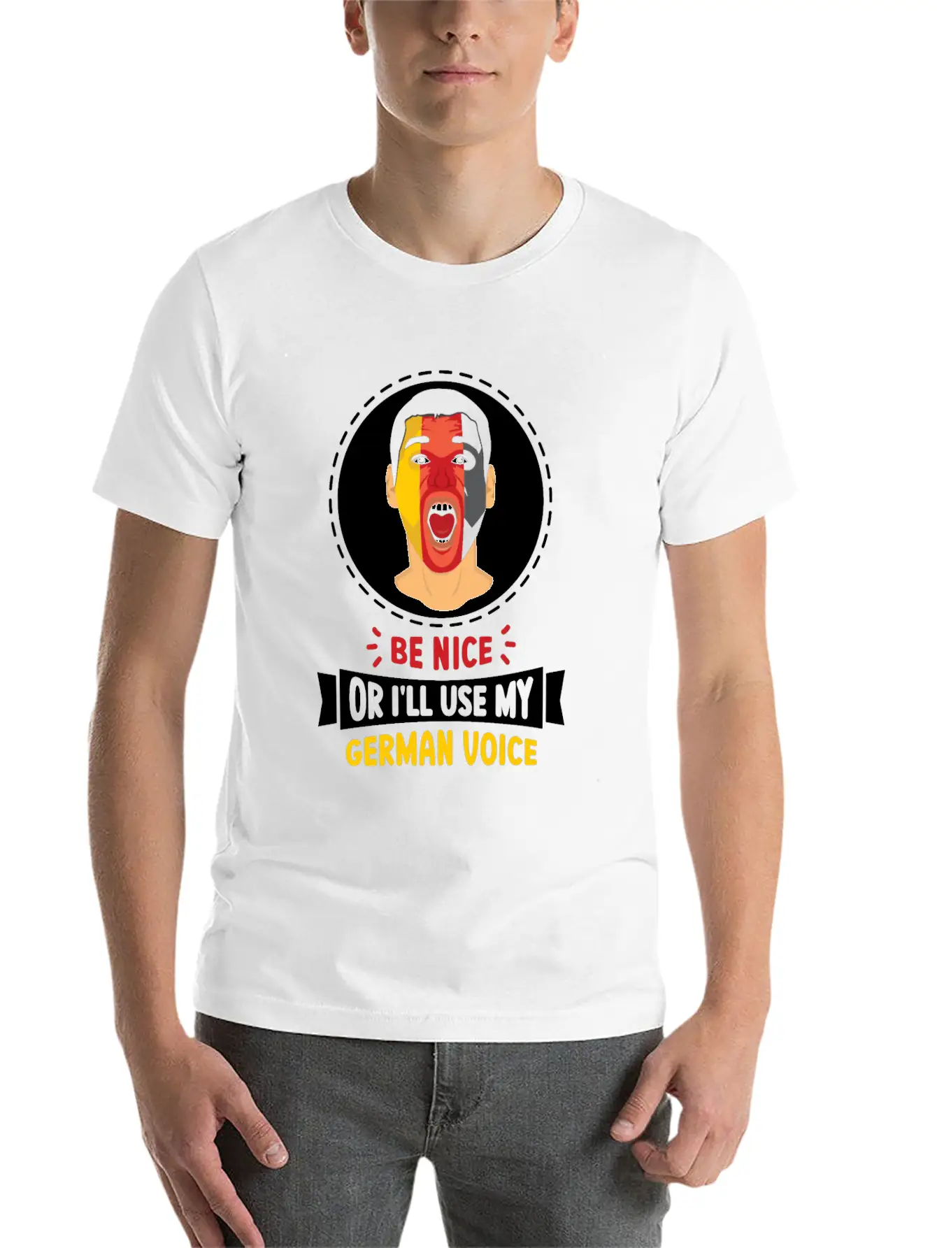 Be Nice Or I'll Use My German Voice Scream Teacher Relaxed Everyday Tee – Lightweight And Durable Cotton