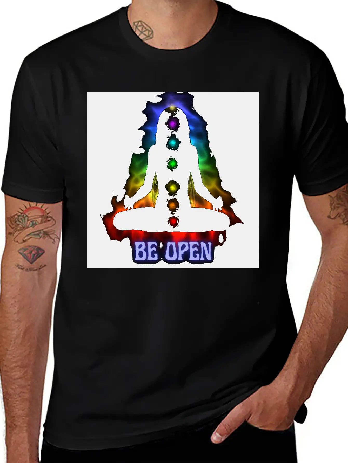 Be Open Neon Meditating Silhouette Unisex Casual T-Shirt – Clean Design For Daily Comfort