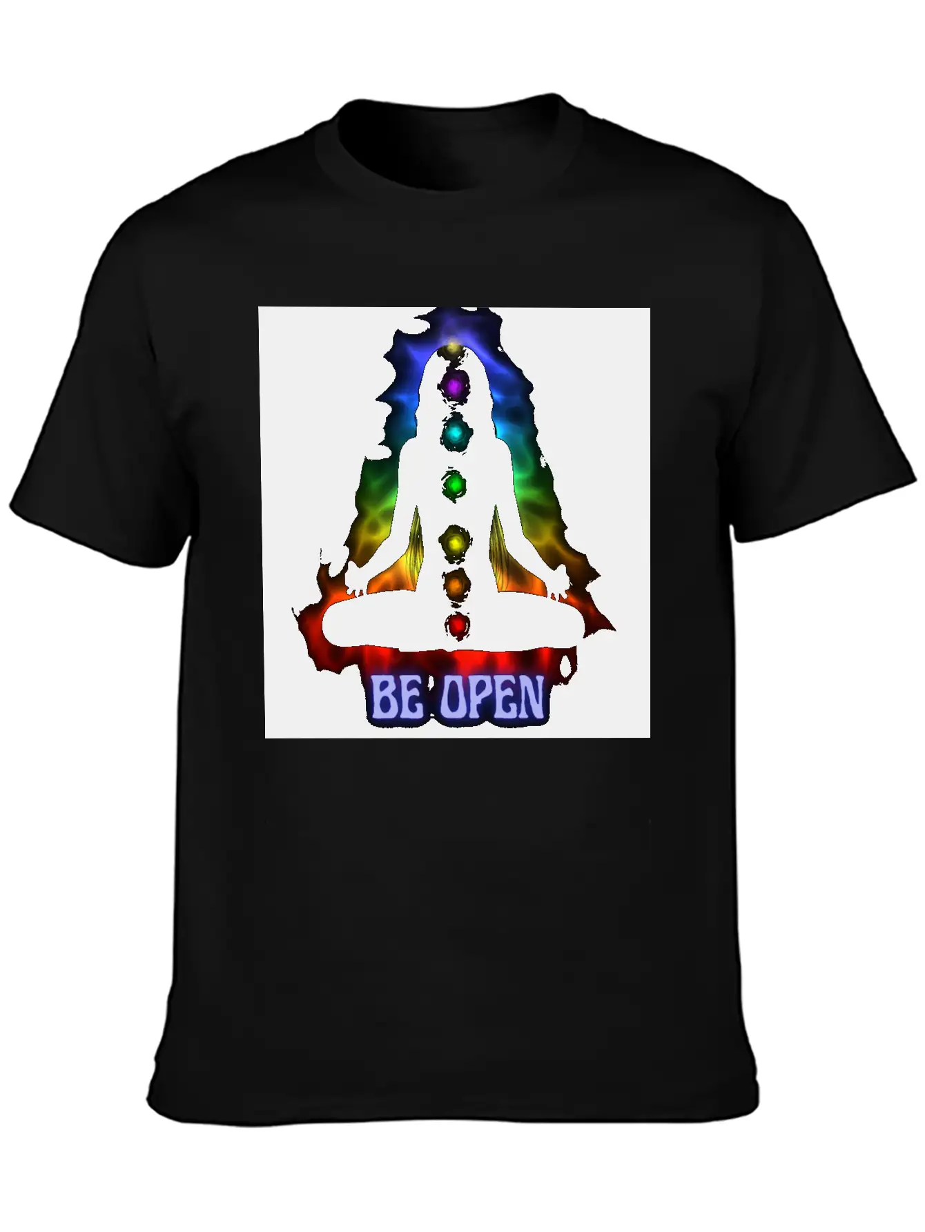 Be Open Neon Meditating Silhouette Unisex Casual T-Shirt – Clean Design For Daily Comfort