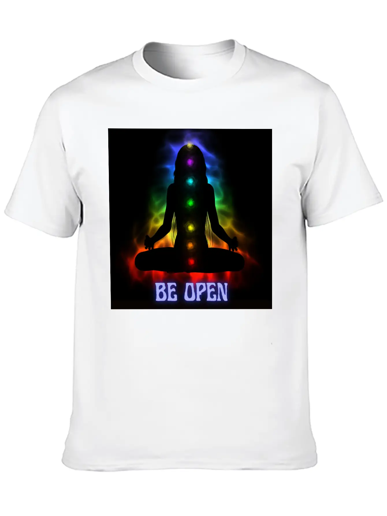 Be Open Neon Meditating Silhouette Unisex Casual T-Shirt – Clean Design For Daily Comfort