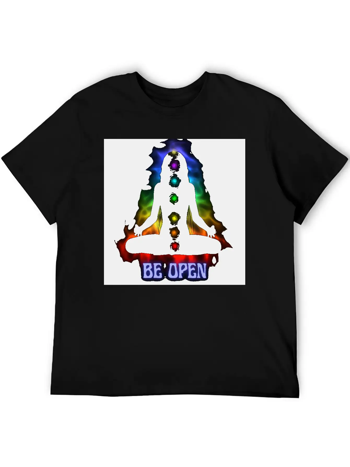 Be Open Neon Meditating Silhouette Unisex Casual T-Shirt – Clean Design For Daily Comfort