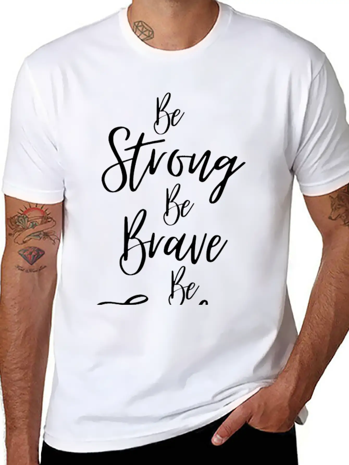 Be Strong Be Brave M Be Fearless Lightweight Cotton T-Shirt – Daily Comfort Graphic Shirt