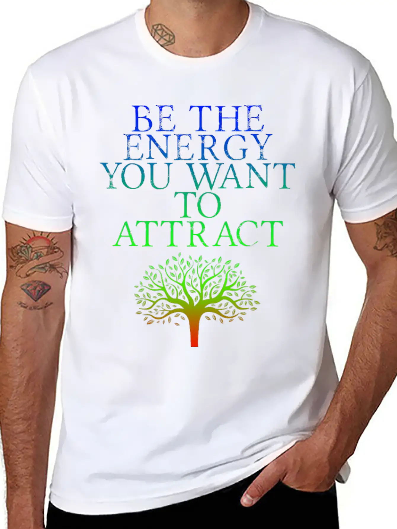 Be The Energy You Want To Attract 2 Lightweight Cotton T-Shirt – Daily Comfort Graphic Shirt