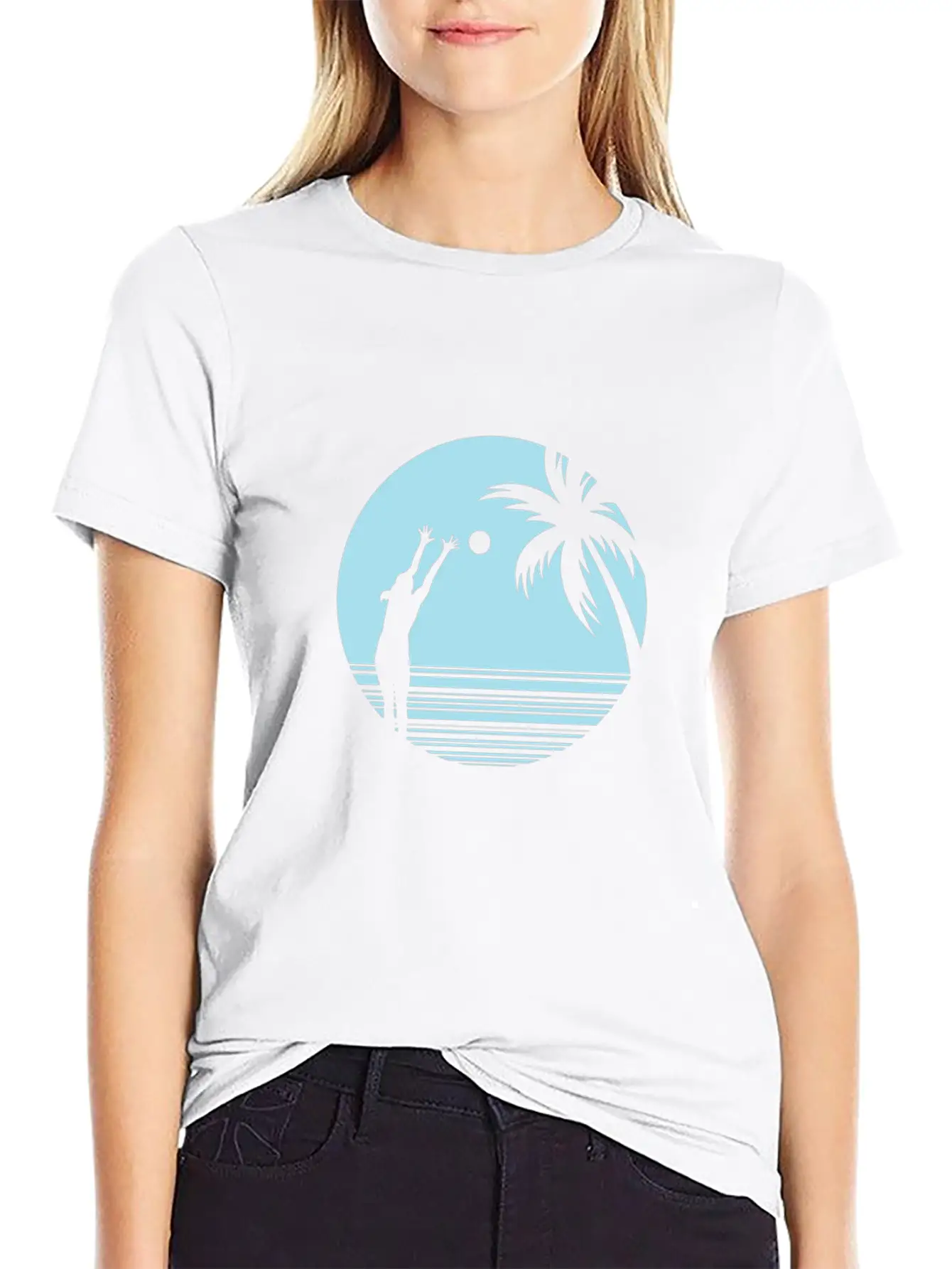 Beachvolleyball On Sand Under Palm Trees Unisex Casual T-Shirt – Clean Design For Daily Comfort