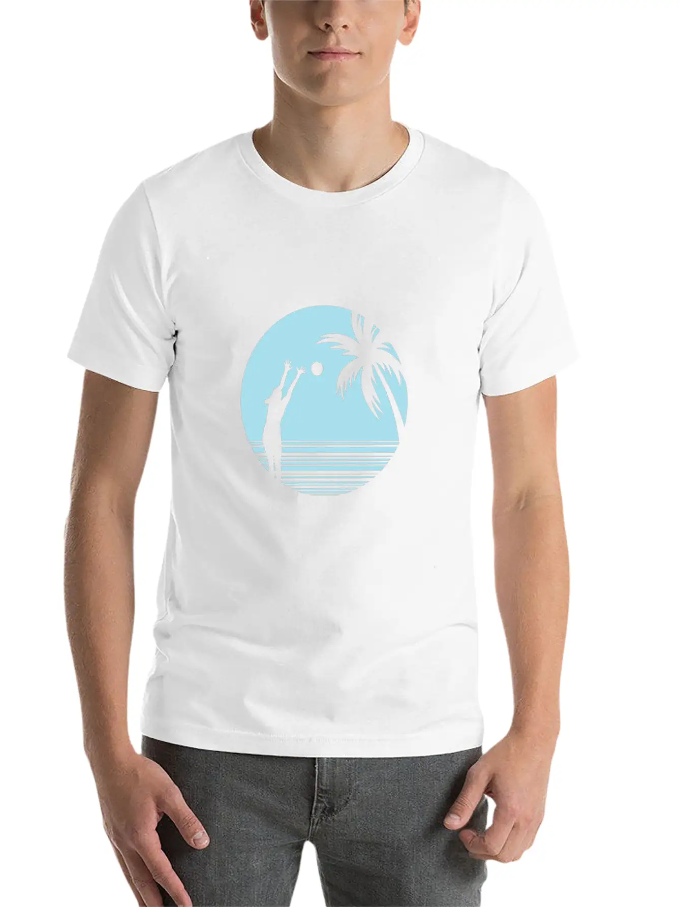 Beachvolleyball On Sand Under Palm Trees Unisex Casual T-Shirt – Clean Design For Daily Comfort