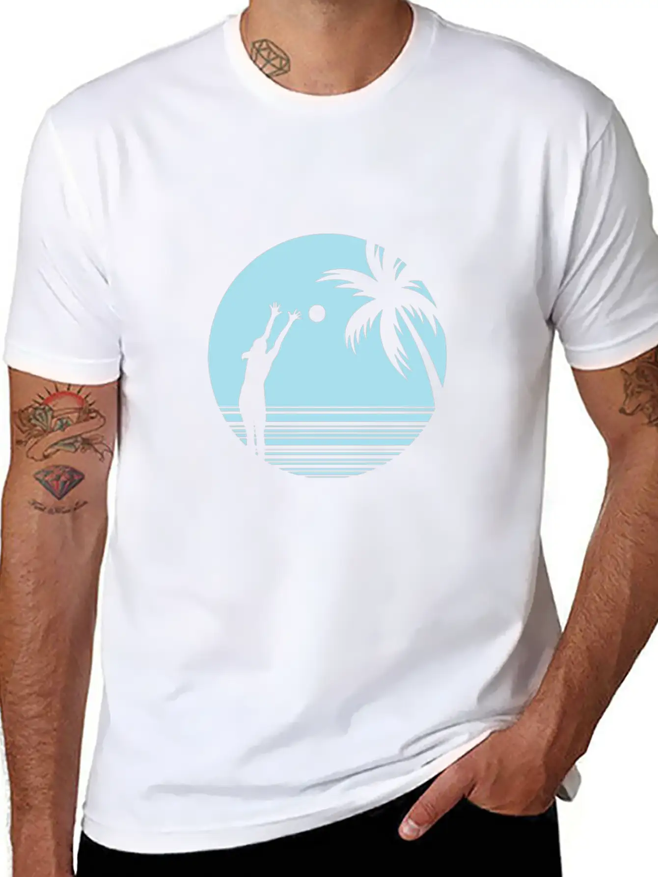 Beachvolleyball On Sand Under Palm Trees Unisex Casual T-Shirt – Clean Design For Daily Comfort