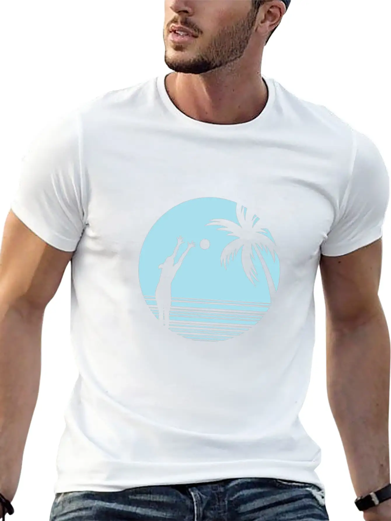 Beachvolleyball On Sand Under Palm Trees Unisex Casual T-Shirt – Clean Design For Daily Comfort