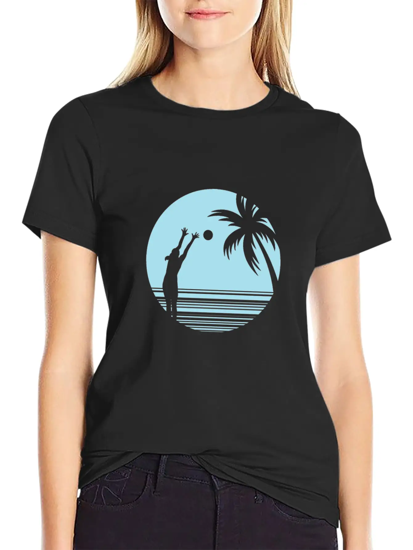 Beachvolleyball On Sand Under Palm Trees Unisex Casual T-Shirt – Clean Design For Daily Comfort