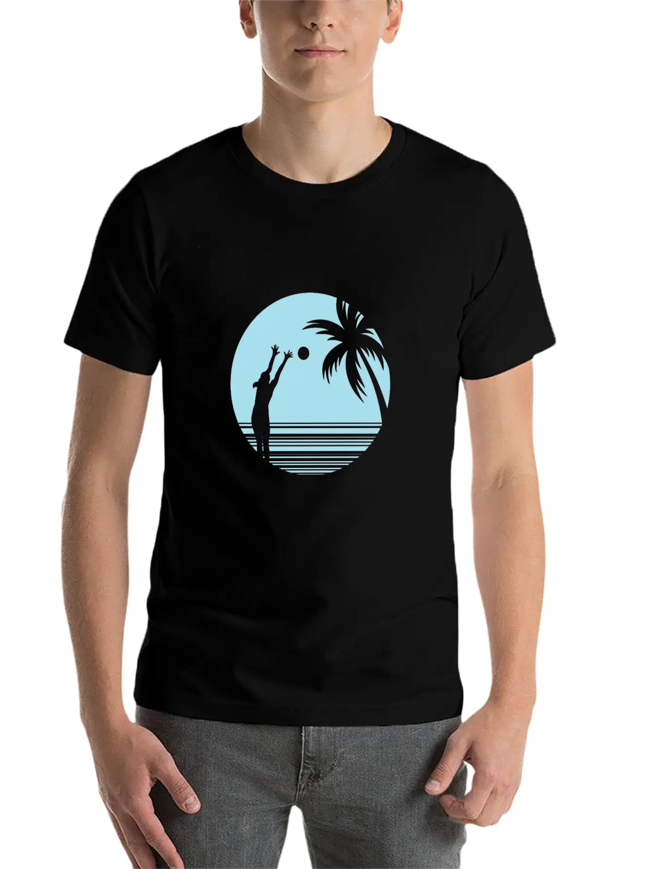Beachvolleyball On Sand Under Palm Trees Unisex Casual T-Shirt – Clean Design For Daily Comfort