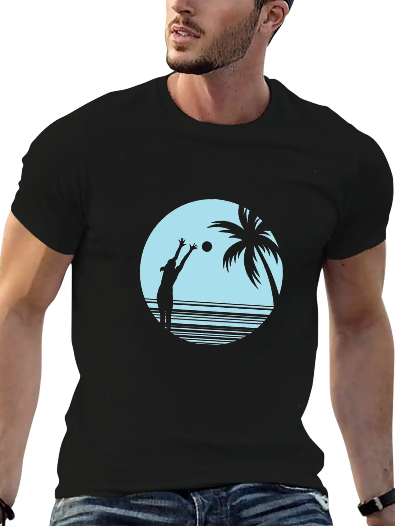 Beachvolleyball On Sand Under Palm Trees Unisex Casual T-Shirt – Clean Design For Daily Comfort
