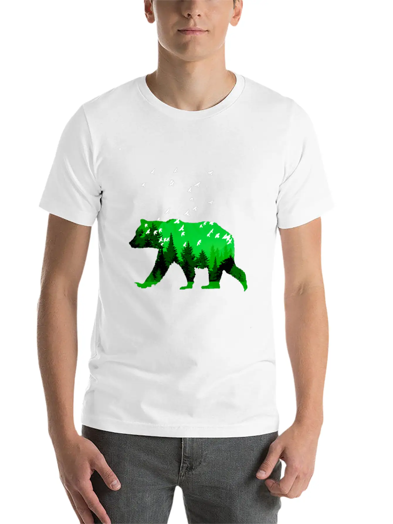 Bear And Forest By LindezaDesign Comfortable Minimalist Graphic Tee – Summer Style Essential