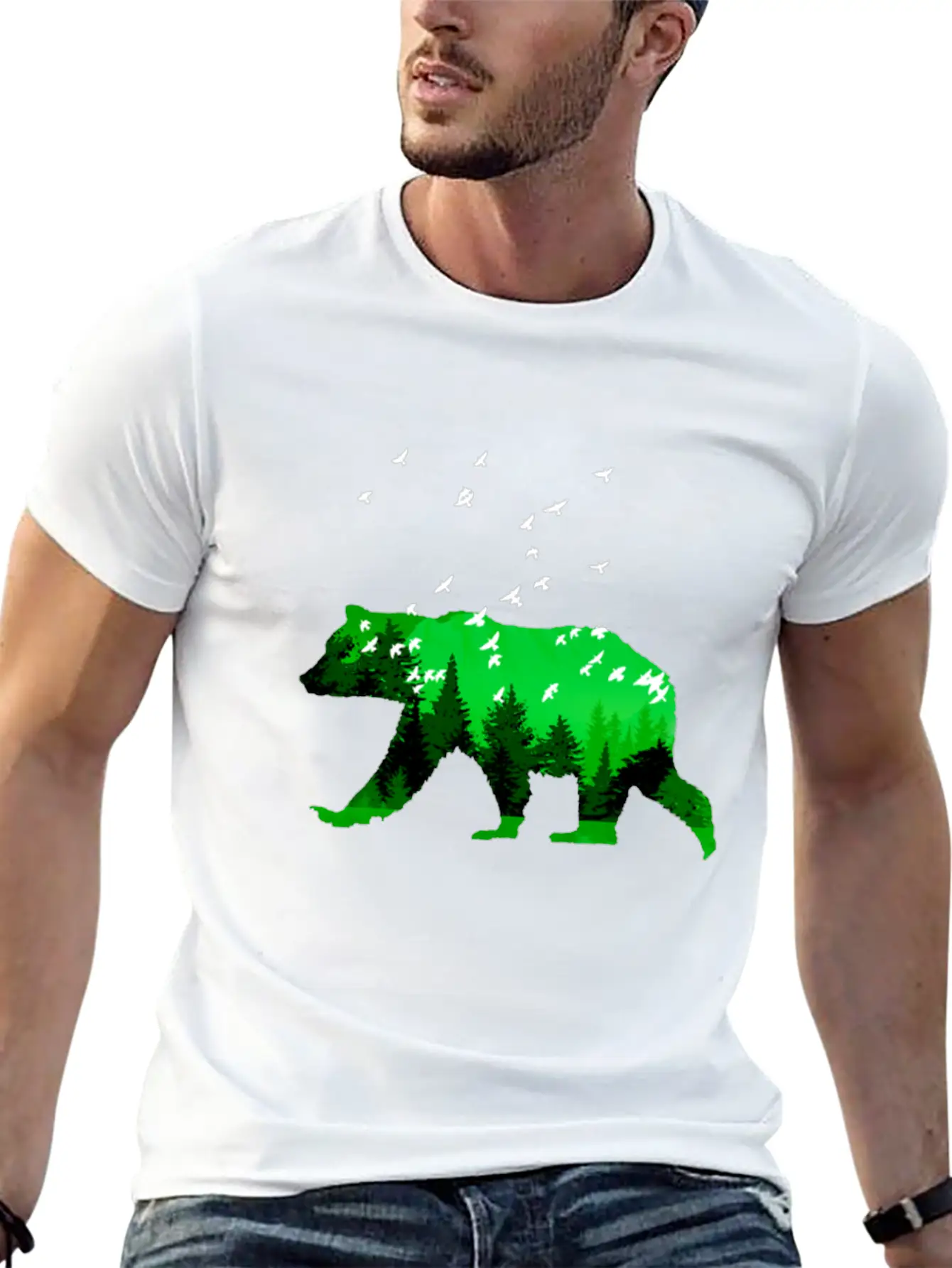 Bear And Forest By LindezaDesign Comfortable Minimalist Graphic Tee – Summer Style Essential
