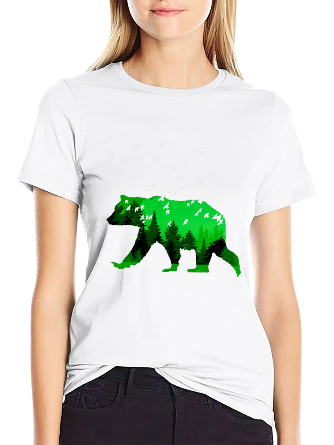 Bear And Forest By LindezaDesign Comfortable Minimalist Graphic Tee – Summer Style Essential