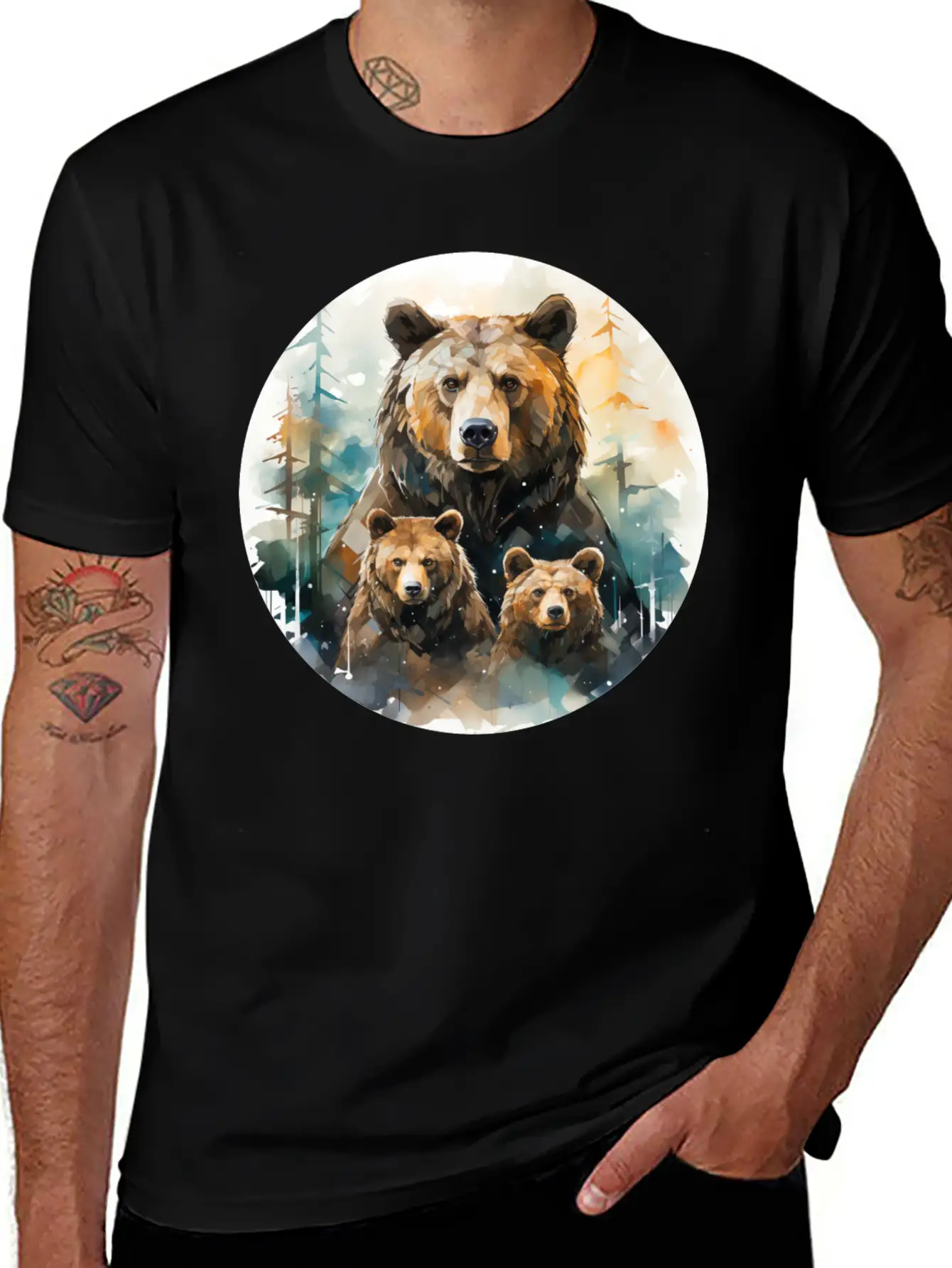 Bear Family Bear Dad Bear Mom Bear Children Modern Fit Casual T-Shirt – Clean And Versatile Design