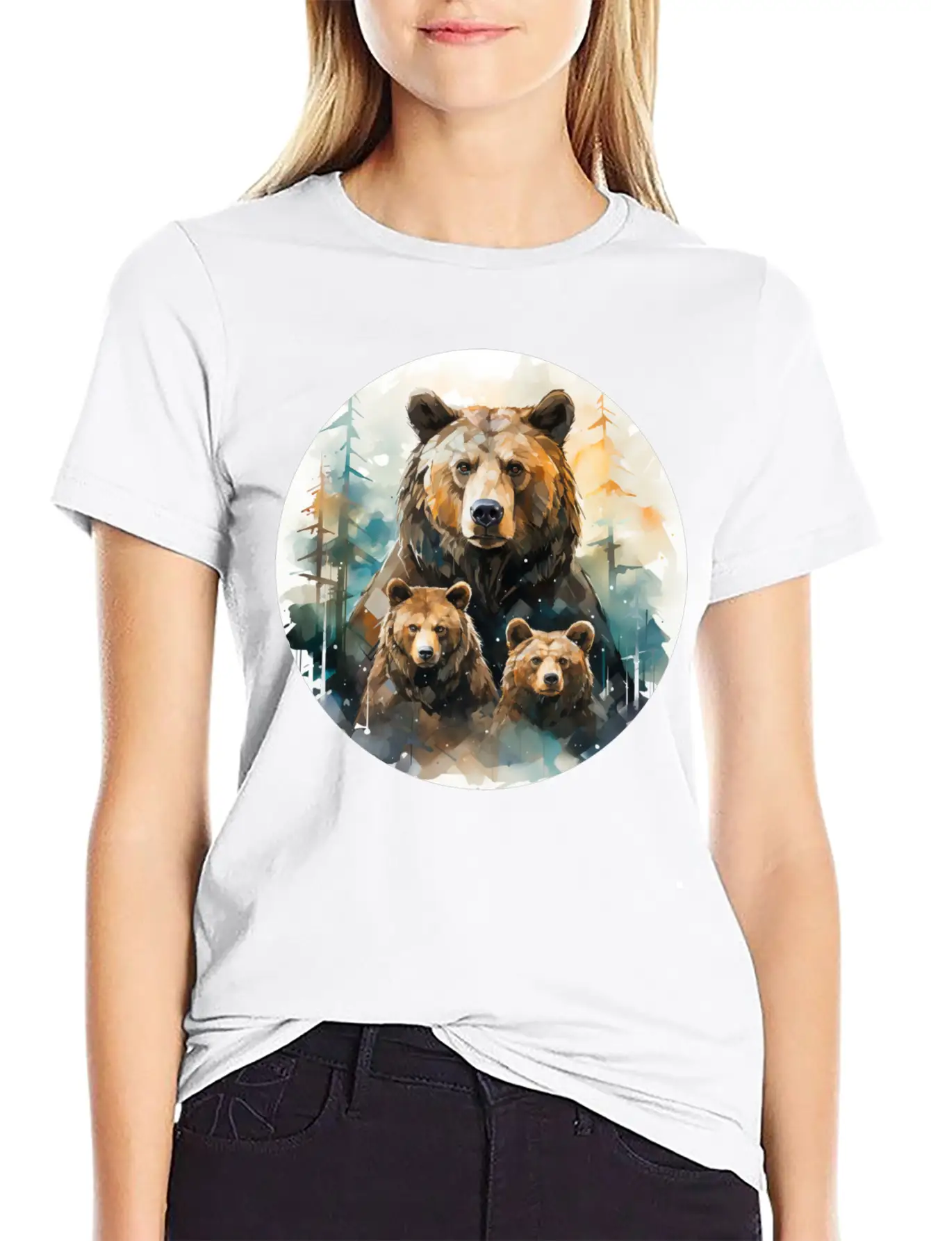 Bear Family Bear Dad Bear Mom Bear Children Modern Fit Casual T-Shirt – Clean And Versatile Design
