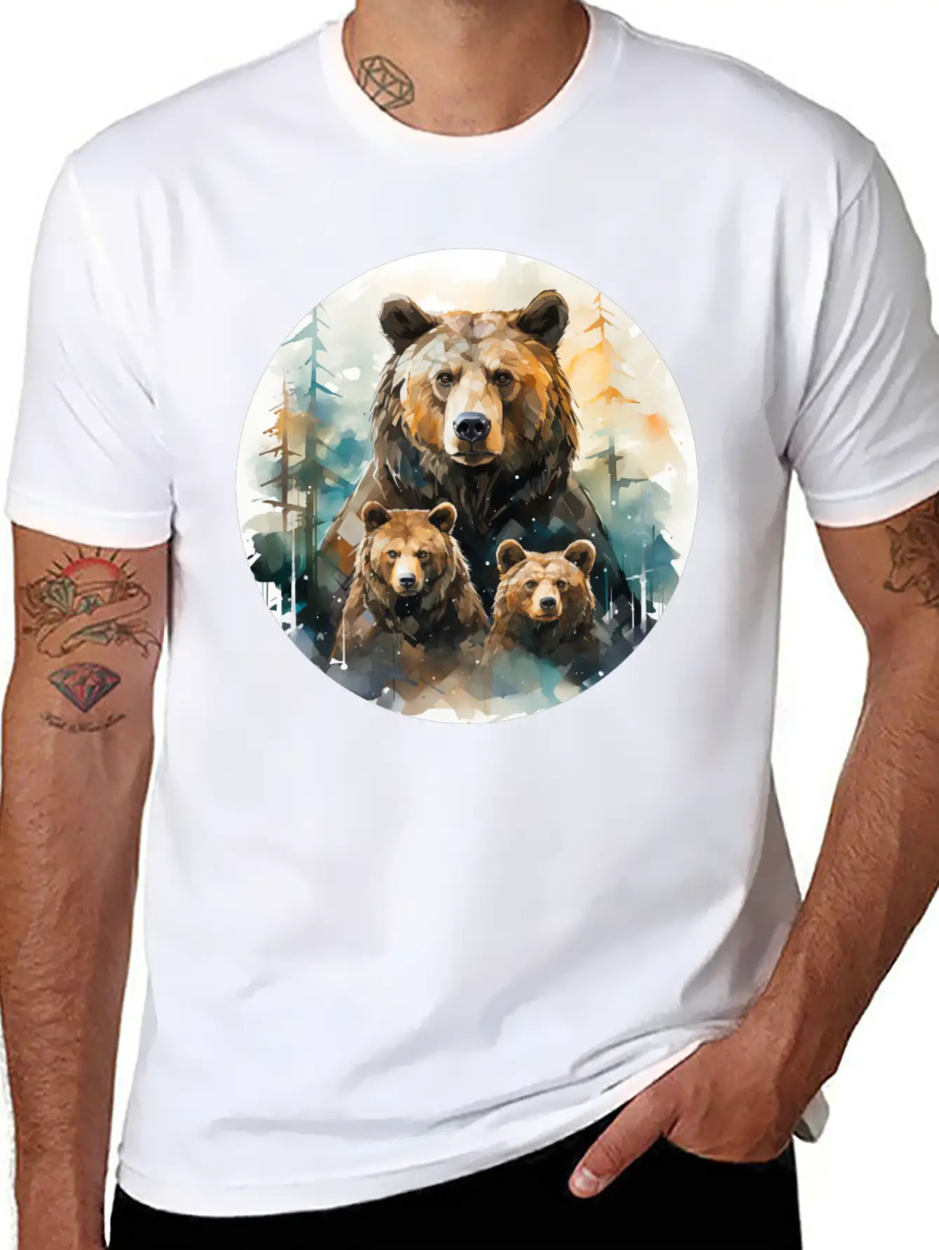 Bear Family Bear Dad Bear Mom Bear Children Modern Fit Casual T-Shirt – Clean And Versatile Design