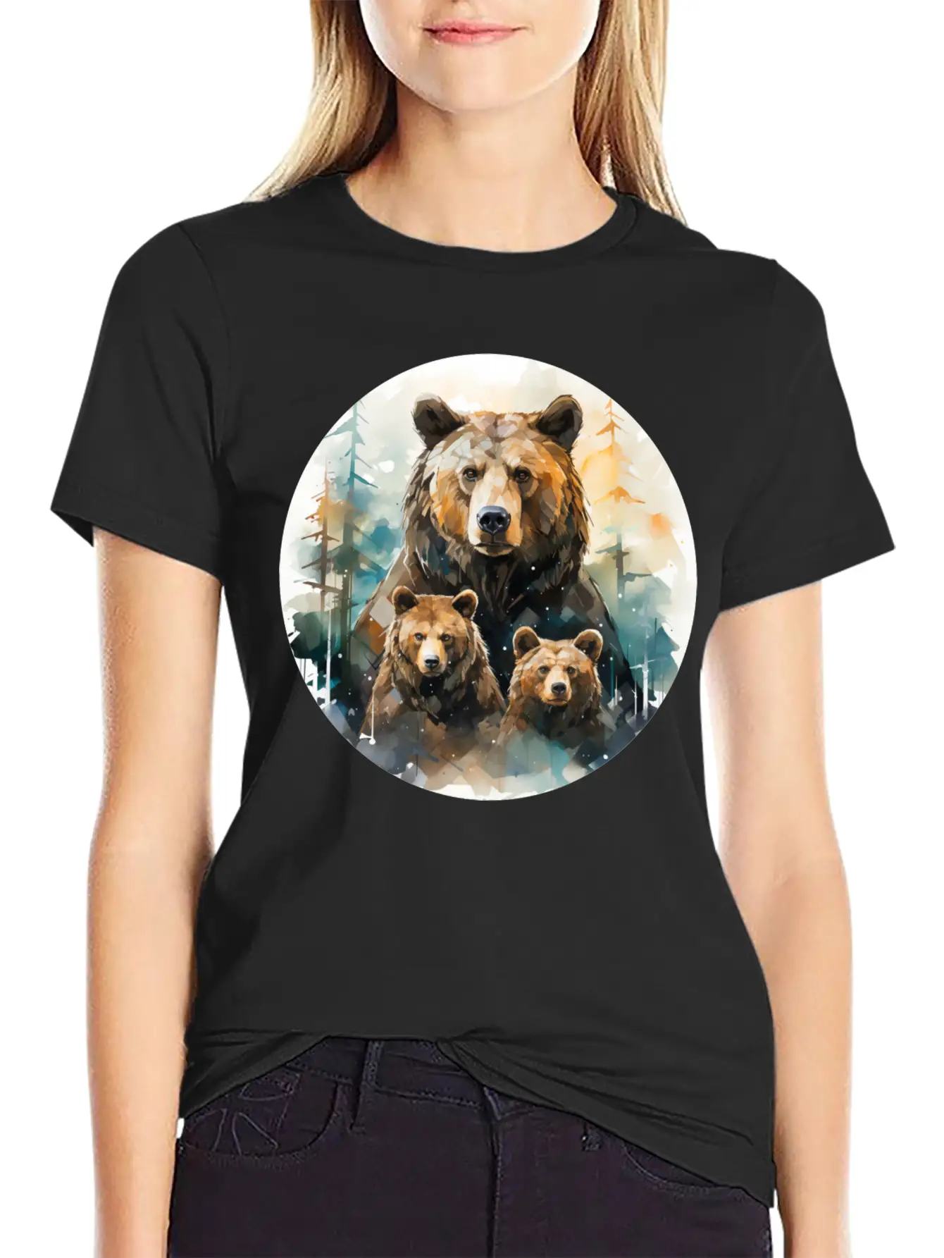 Bear Family Bear Dad Bear Mom Bear Children Modern Fit Casual T-Shirt – Clean And Versatile Design