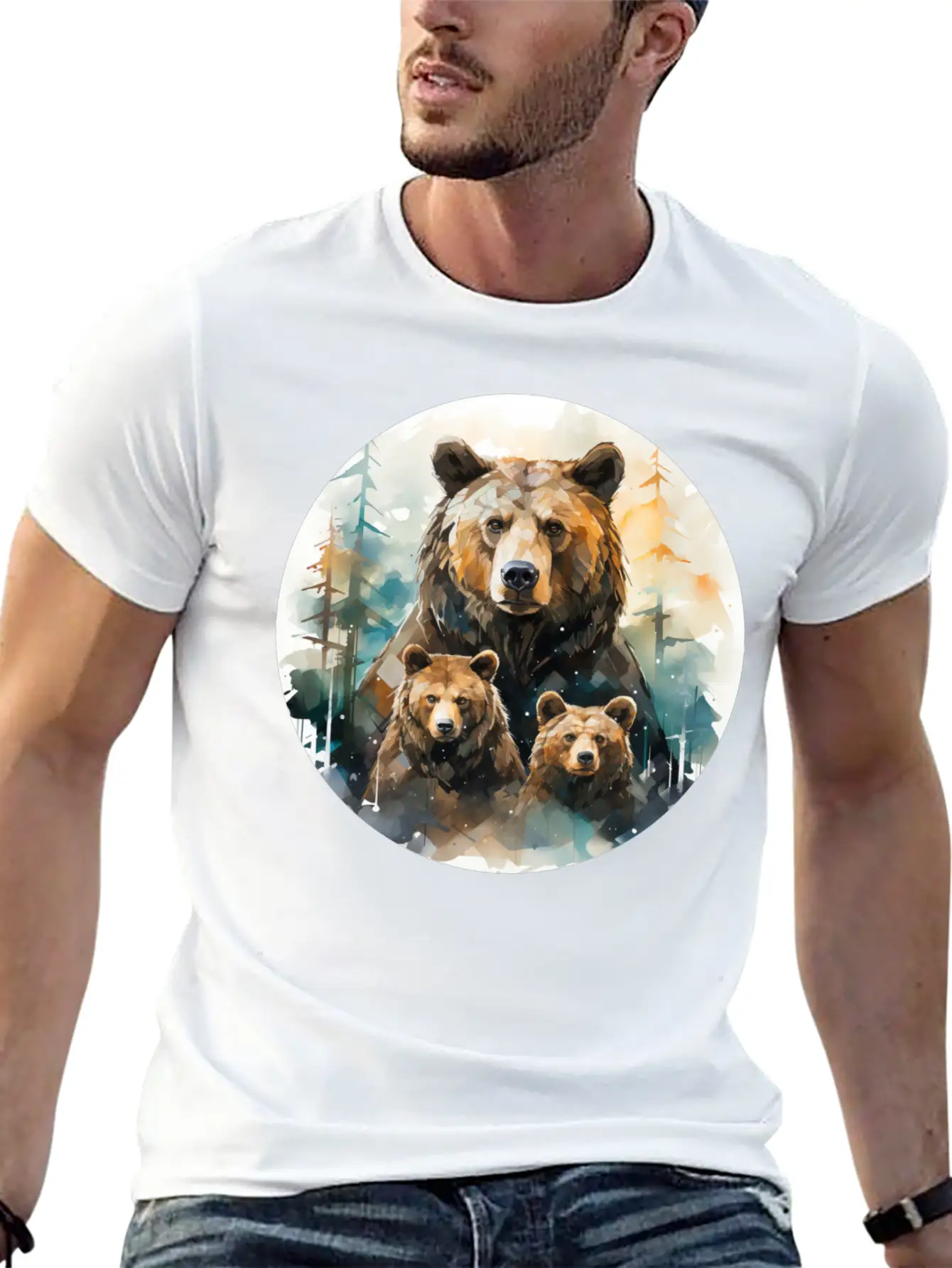 Bear Family Bear Dad Bear Mom Bear Children Modern Fit Casual T-Shirt – Clean And Versatile Design