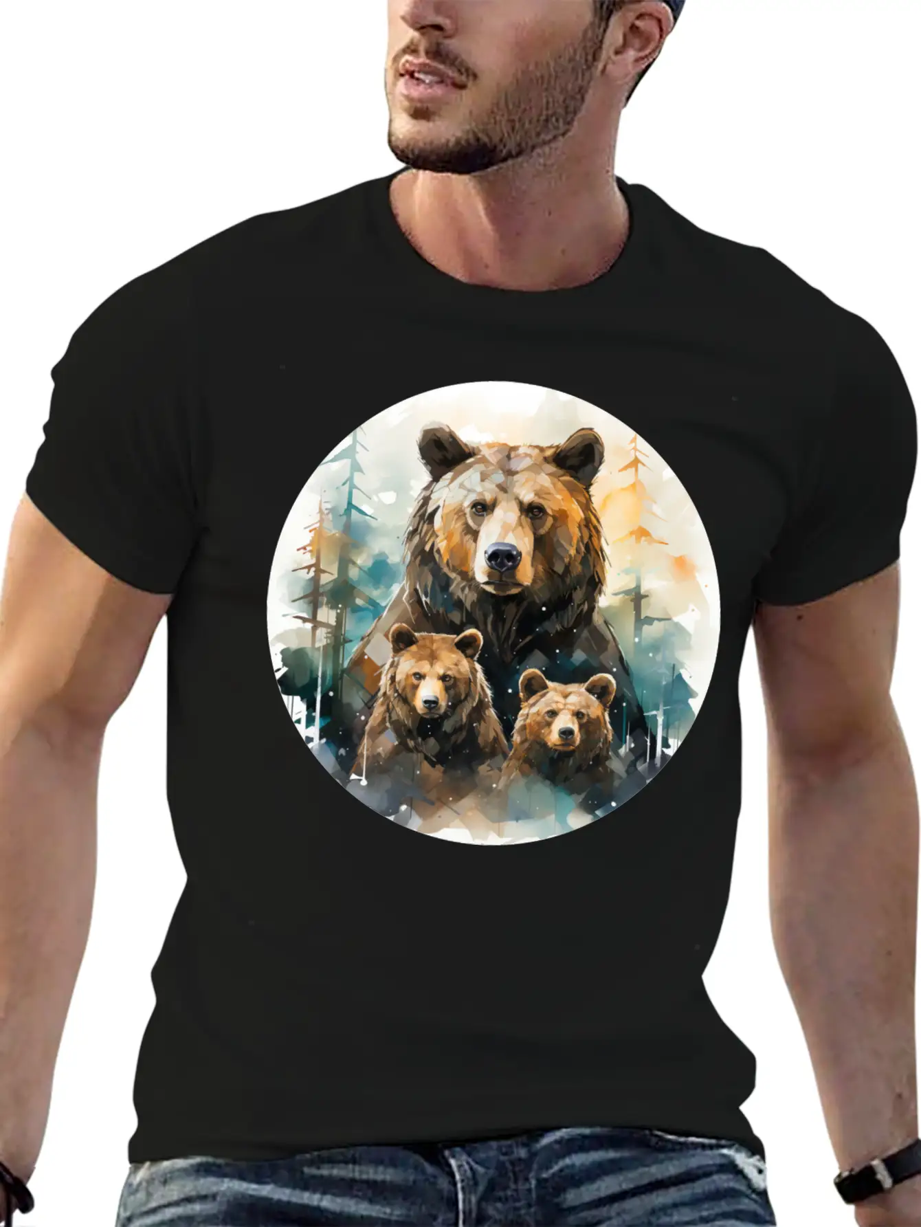 Bear Family Bear Dad Bear Mom Bear Children Modern Fit Casual T-Shirt – Clean And Versatile Design