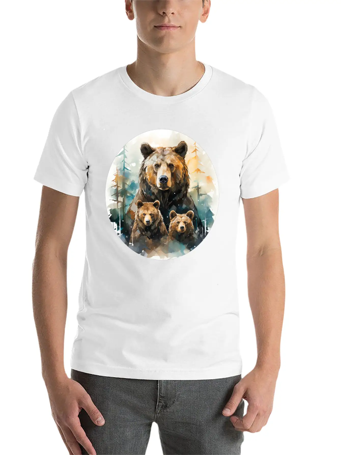 Bear Family Bear Dad Bear Mom Bear Children Modern Fit Casual T-Shirt – Clean And Versatile Design