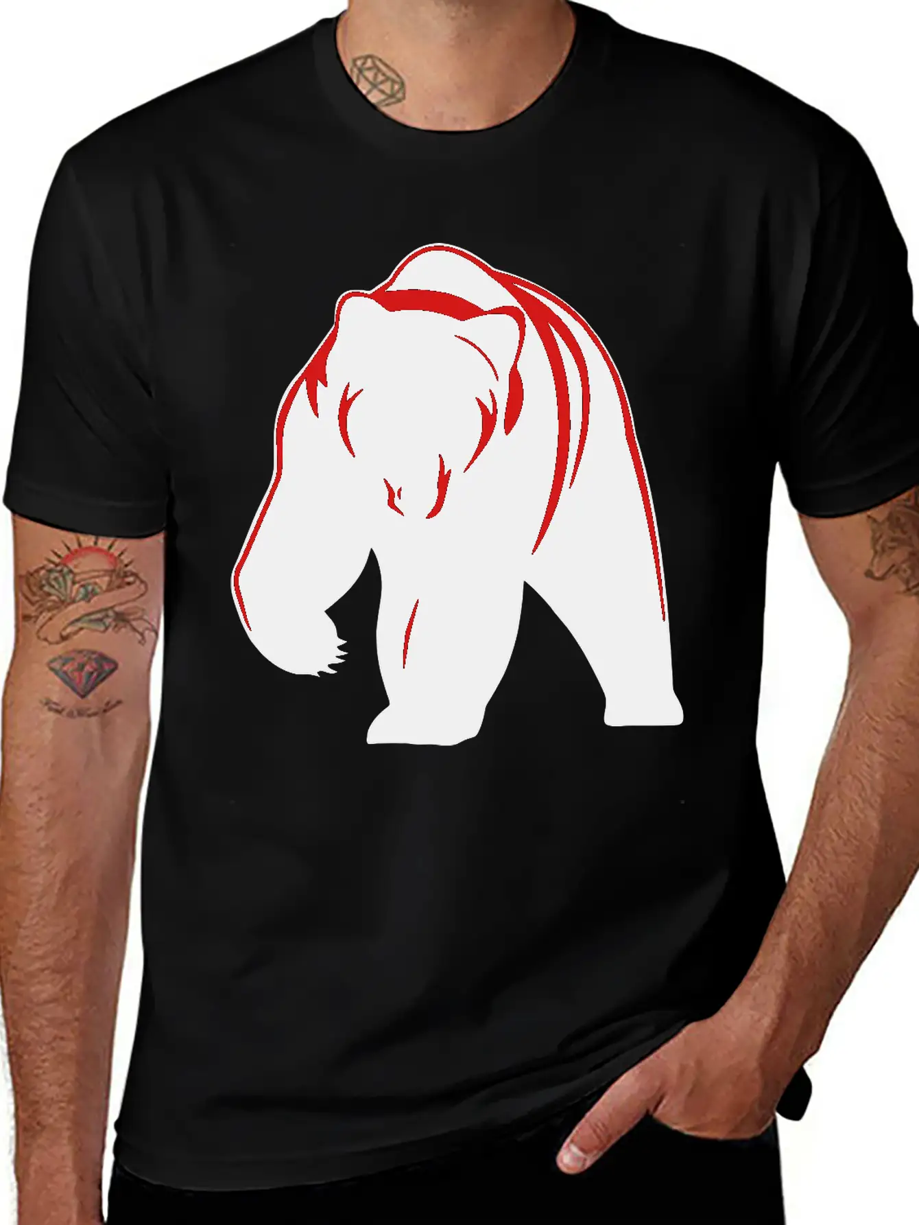Bear Mascot Filled Lightweight Cotton T-Shirt – Daily Comfort Graphic Shirt