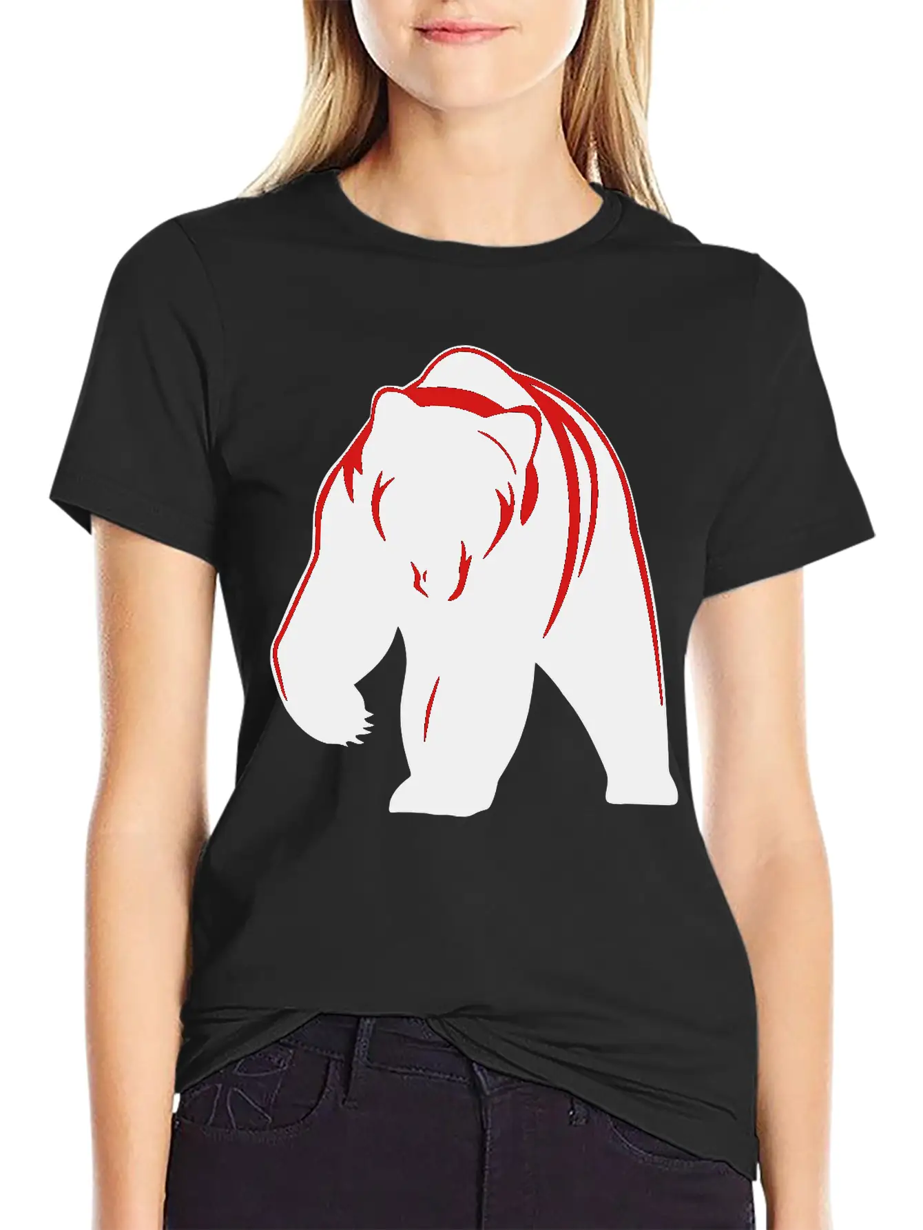 Bear Mascot Filled Lightweight Cotton T-Shirt – Daily Comfort Graphic Shirt