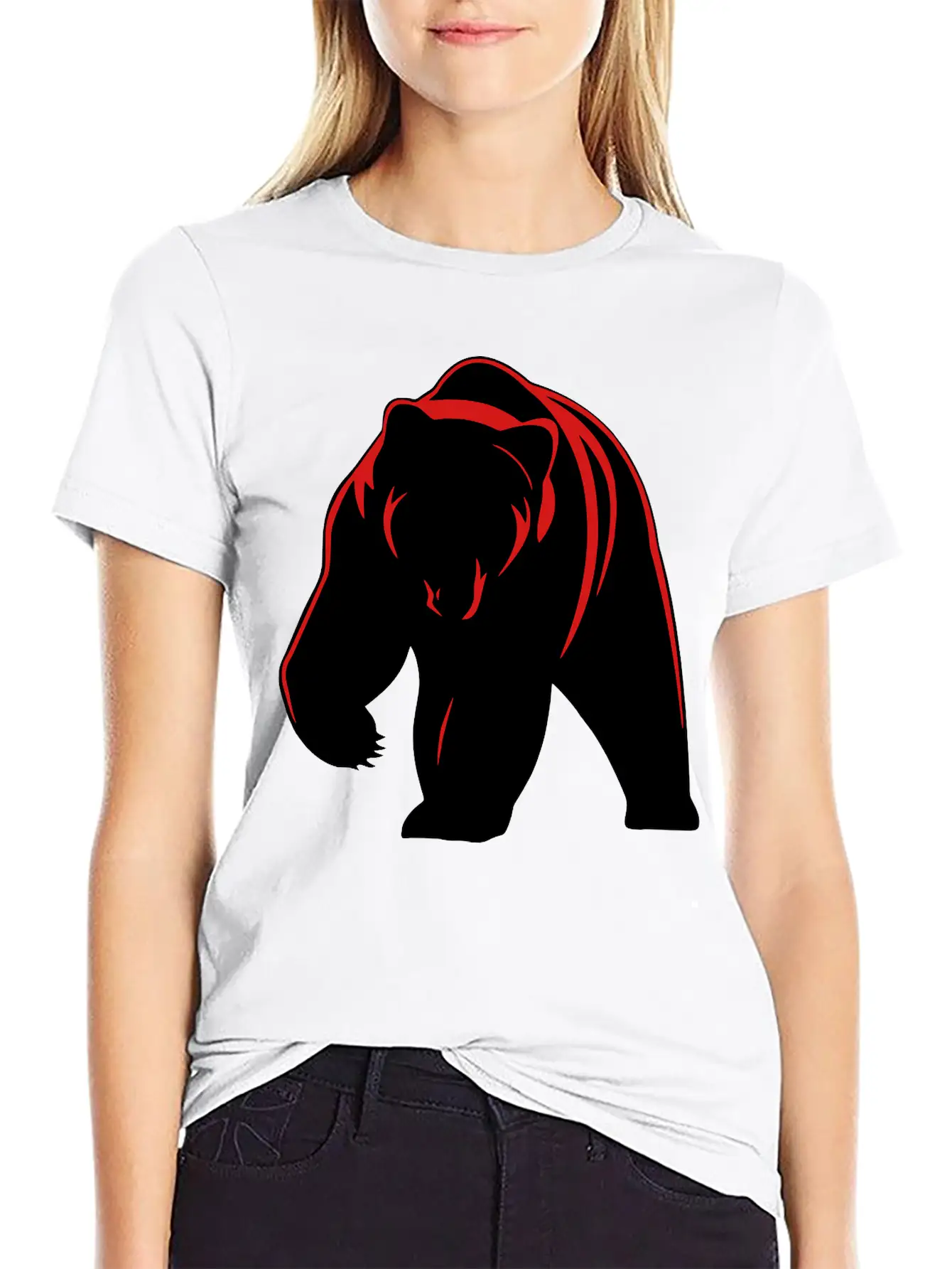 Bear Mascot Filled Lightweight Cotton T-Shirt – Daily Comfort Graphic Shirt