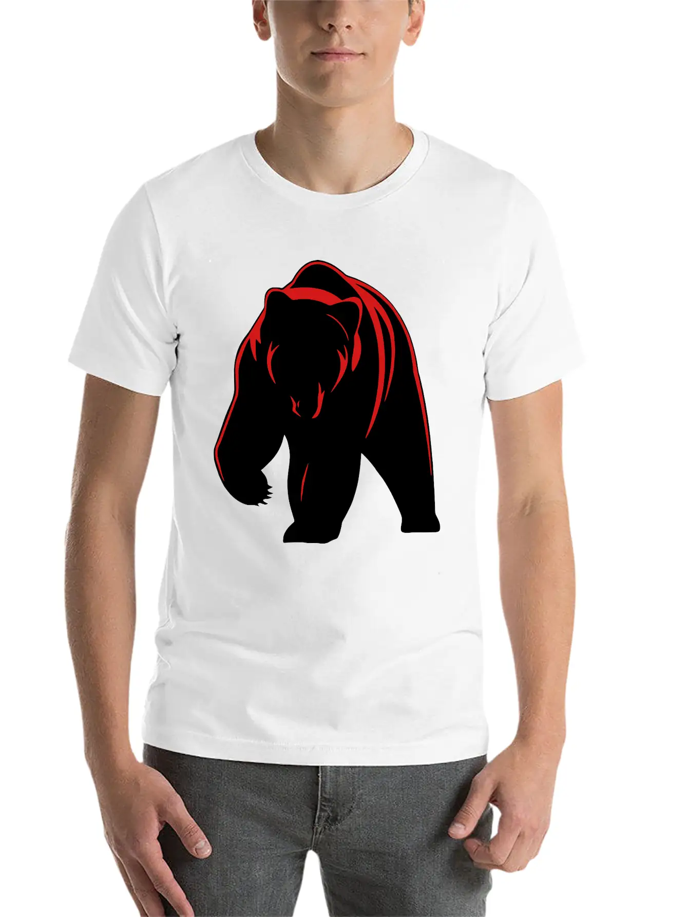 Bear Mascot Filled Lightweight Cotton T-Shirt – Daily Comfort Graphic Shirt