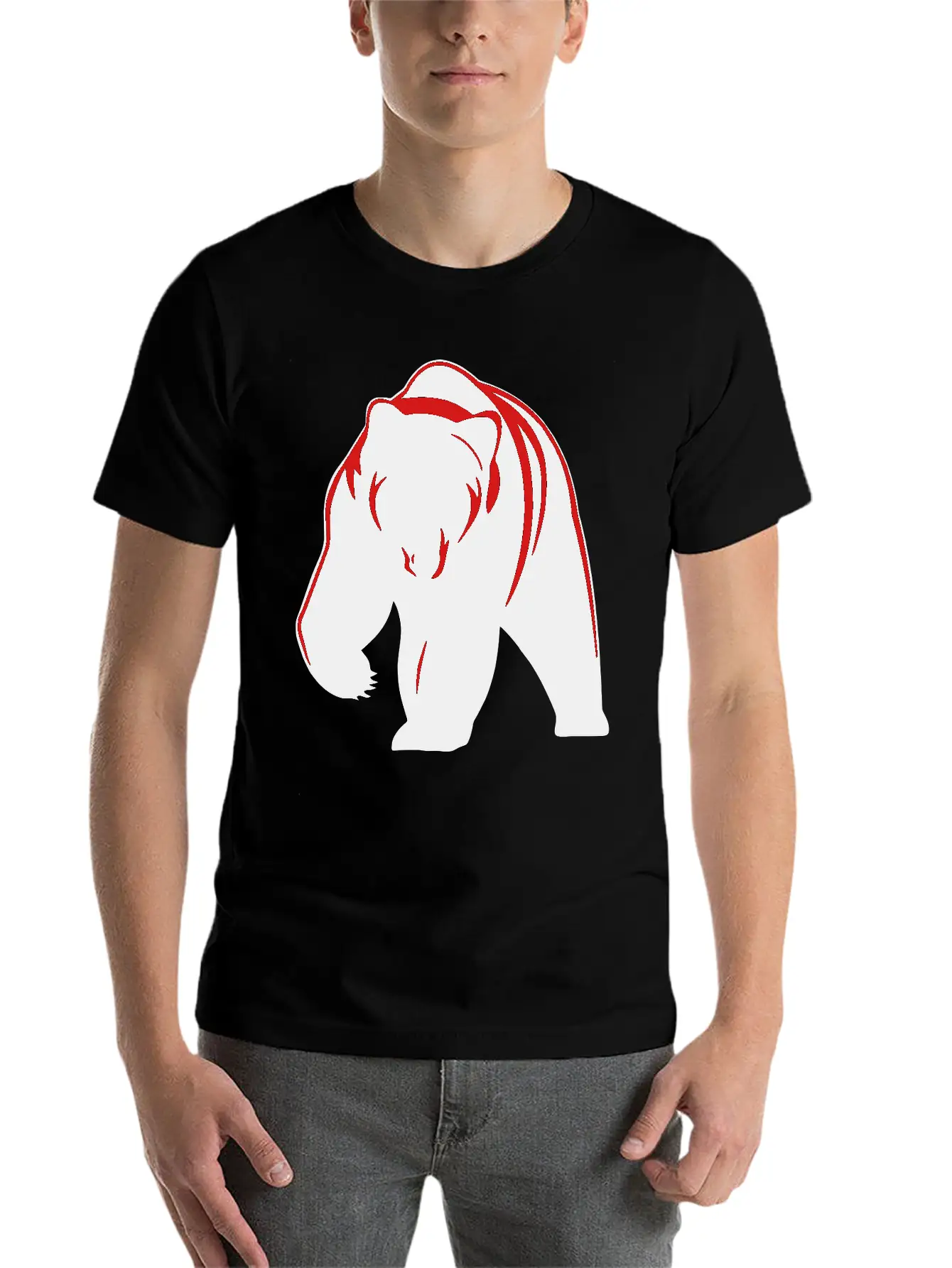 Bear Mascot Filled Lightweight Cotton T-Shirt – Daily Comfort Graphic Shirt